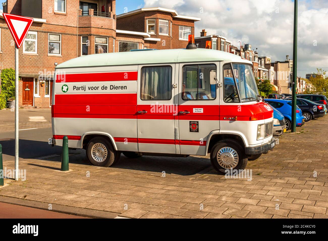 Dutch party for animals campaign vehicle. The Hague, The Netherlands Stock Photo