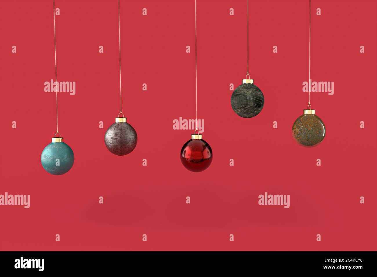 Christmas balls minimalist wallpaper . 3d rendering . 3d illustration. Merry Christmas concept Stock Photo