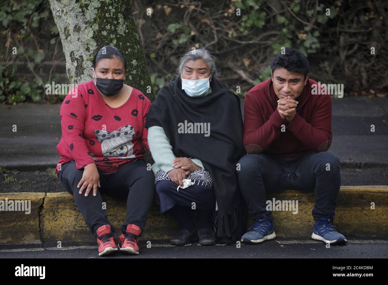 MEXICO CITY, MEXICO - JUNE 26, 2020:  Persons seen in  crime zone where the secretary of Citizen Security of Mexico City, Omar Garcia Harfuch was the victim of an attack on Reforma Avenue in the Lomas de chapultepec neighborhood. Approximately during 20 minutes At 6:38 in the morning of this friday the shooting was carried out on June 26, 2020 in Mexico City, Mexico (Photo by Eyepix Group/Pacific Press/Sipa USA) Stock Photo