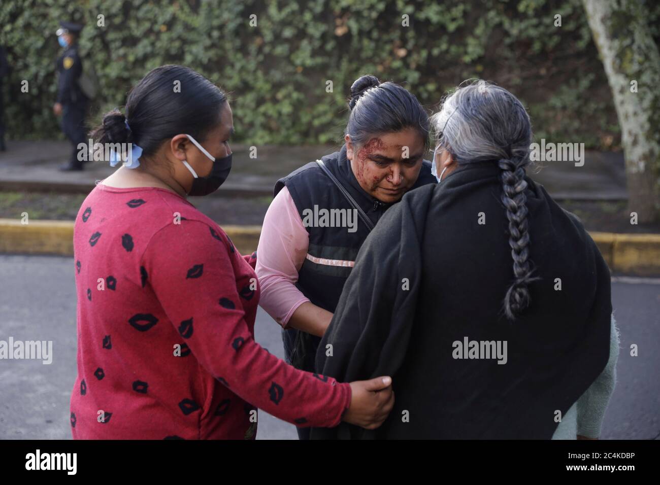 MEXICO CITY, MEXICO - JUNE 26, 2020:  Persons seen in  crime zone where the secretary of Citizen Security of Mexico City, Omar Garcia Harfuch was the victim of an attack on Reforma Avenue in the Lomas de chapultepec neighborhood. Approximately during 20 minutes At 6:38 in the morning of this friday the shooting was carried out on June 26, 2020 in Mexico City, Mexico (Photo by Eyepix Group/Pacific Press/Sipa USA) Stock Photo