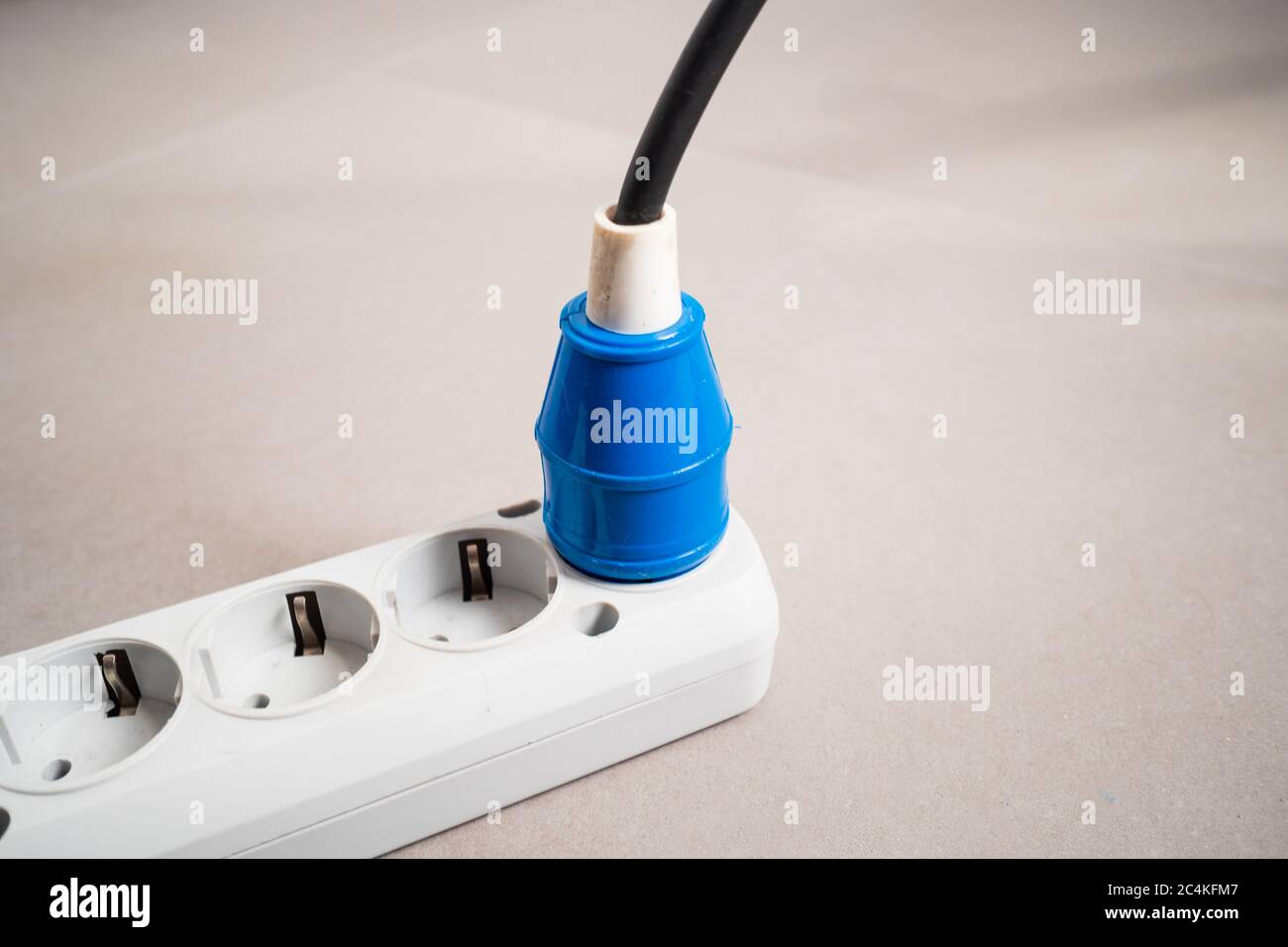 Connected electric power board plug, close up Stock Photo
