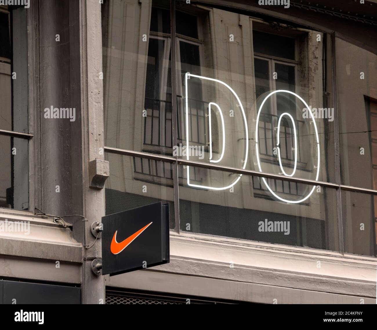 Brussels, BELGIUM - July 7, 2019: Nike logo. Nike is a global sports  clothes and running at Nike stores are located all over the world Stock  Photo - Alamy