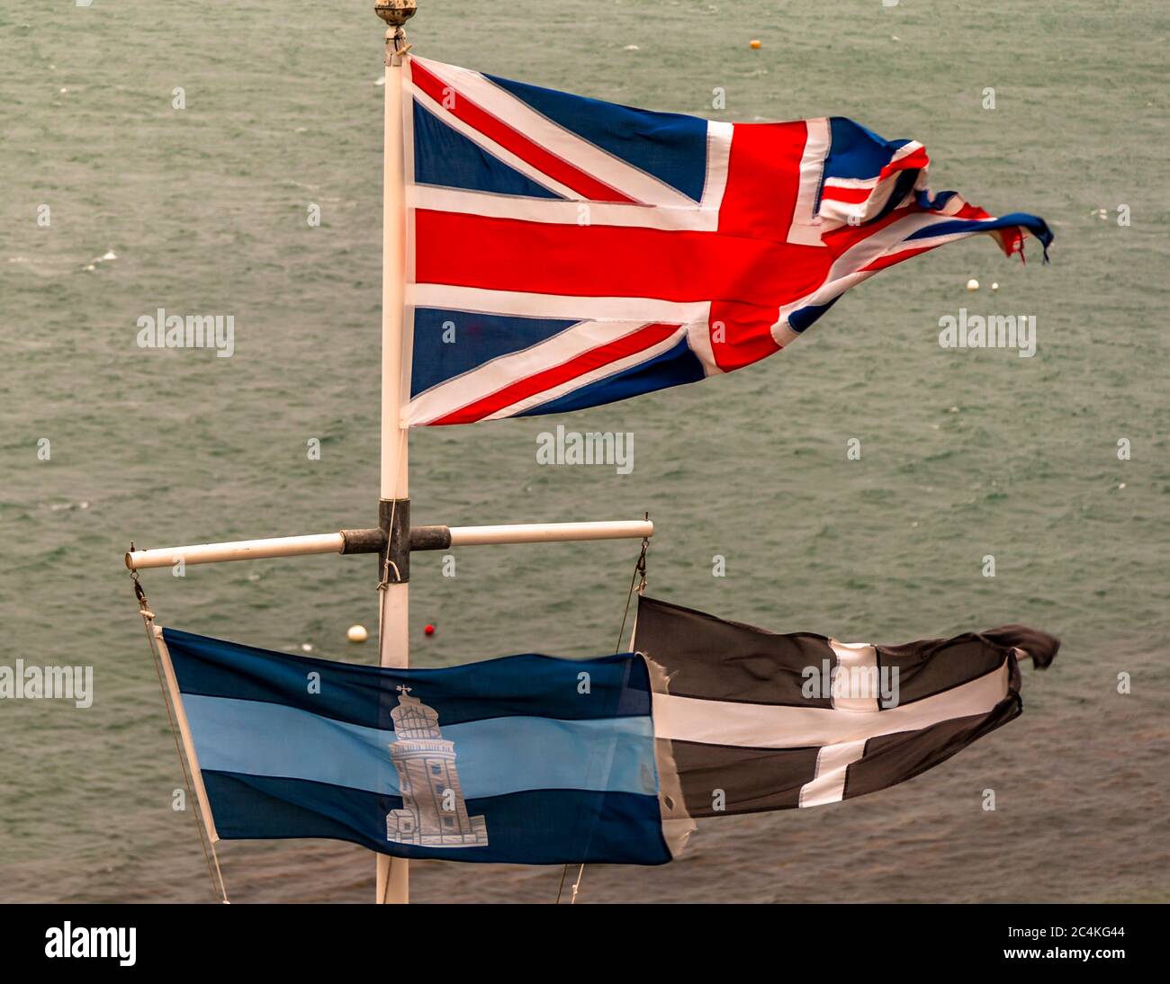Flags of Hotel Tresanton, Cornwall and the UK Stock Photo