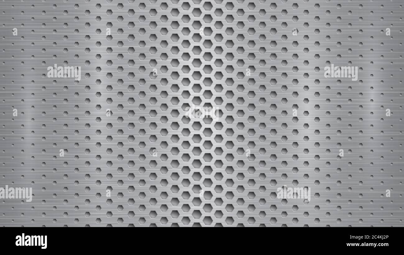 Abstract metal background with hexagonal holes in gray colors Stock ...
