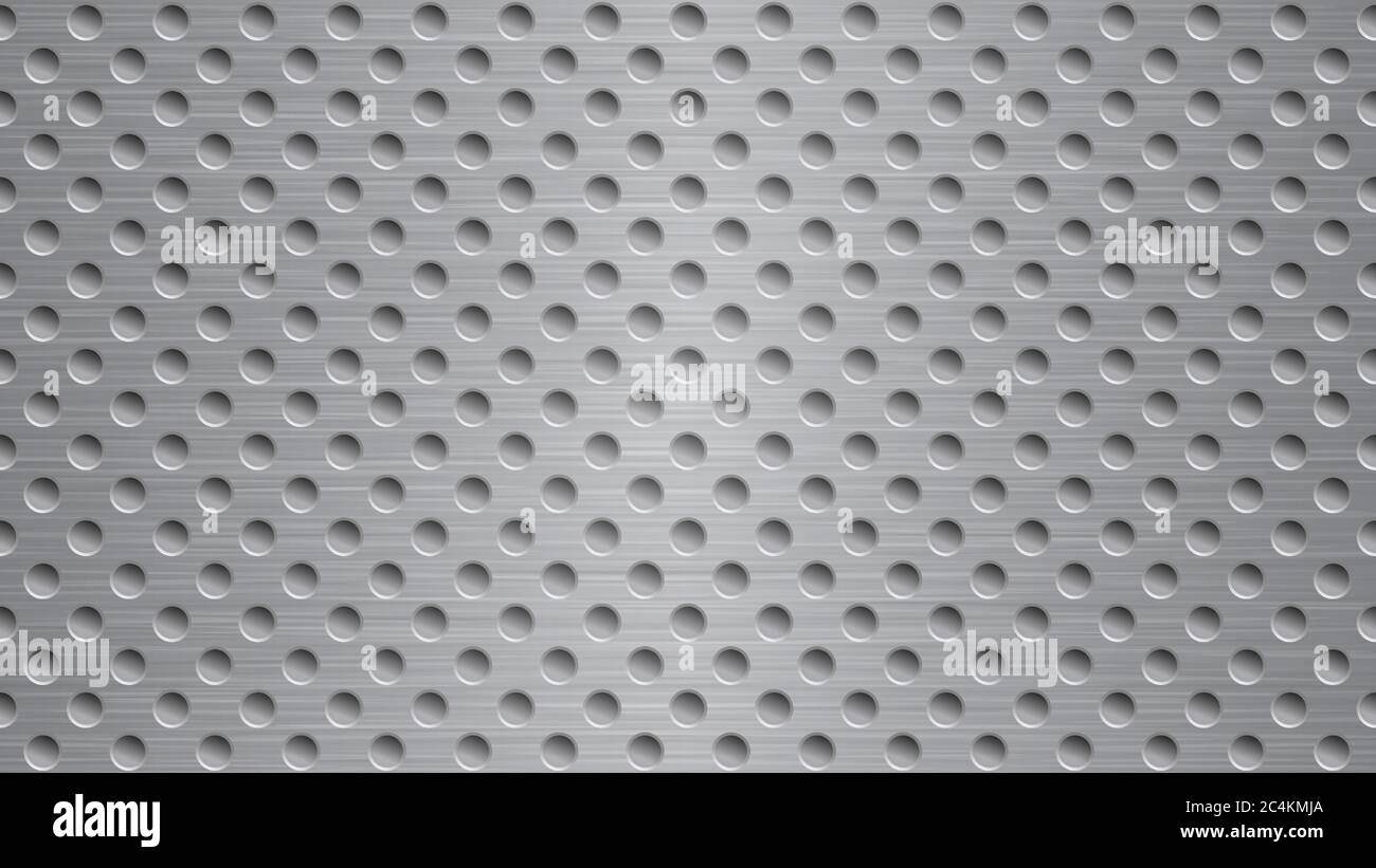 Abstract metal background with holes in gray colors Stock Vector