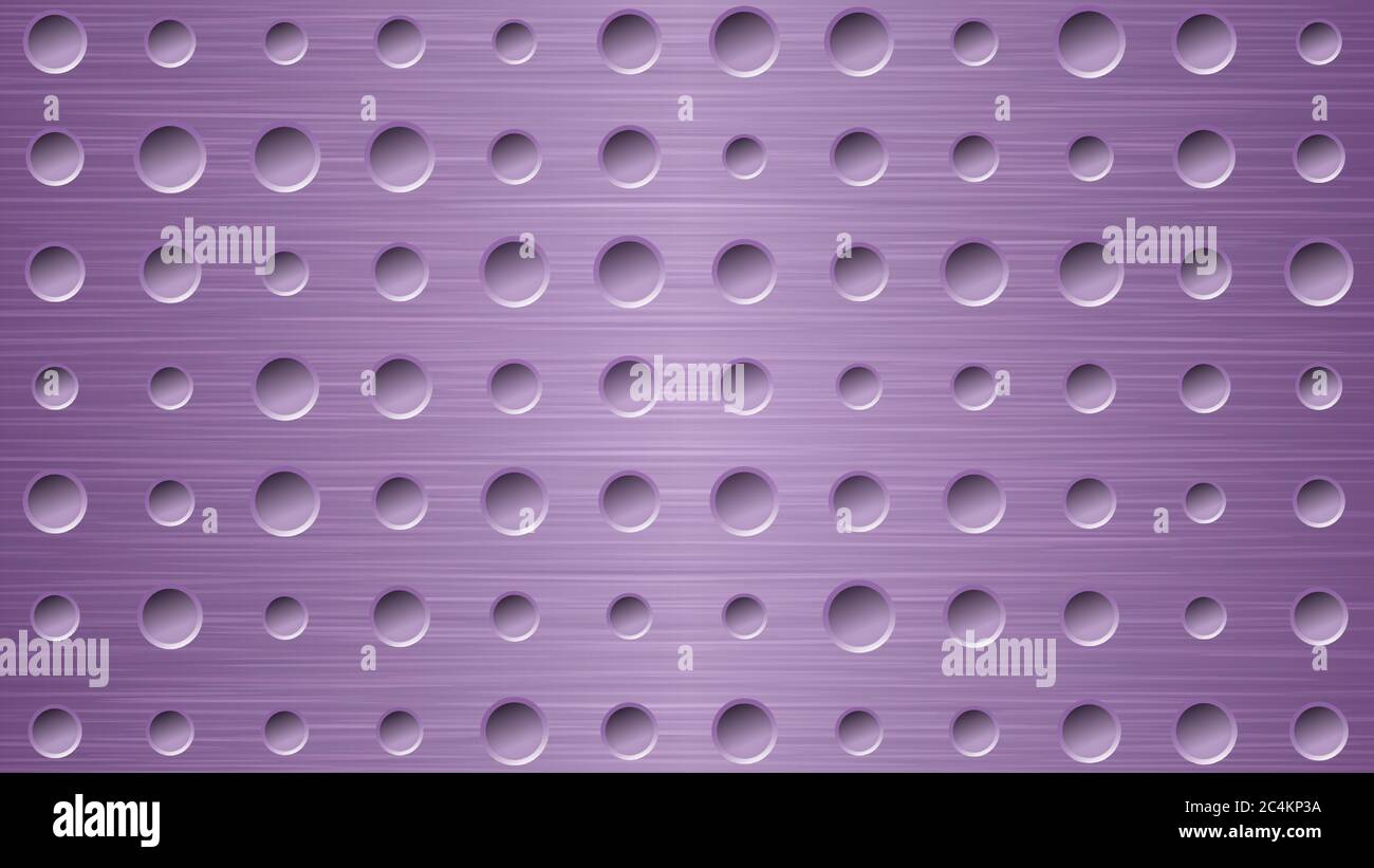 Abstract metal background with holes in purple colors Stock Vector