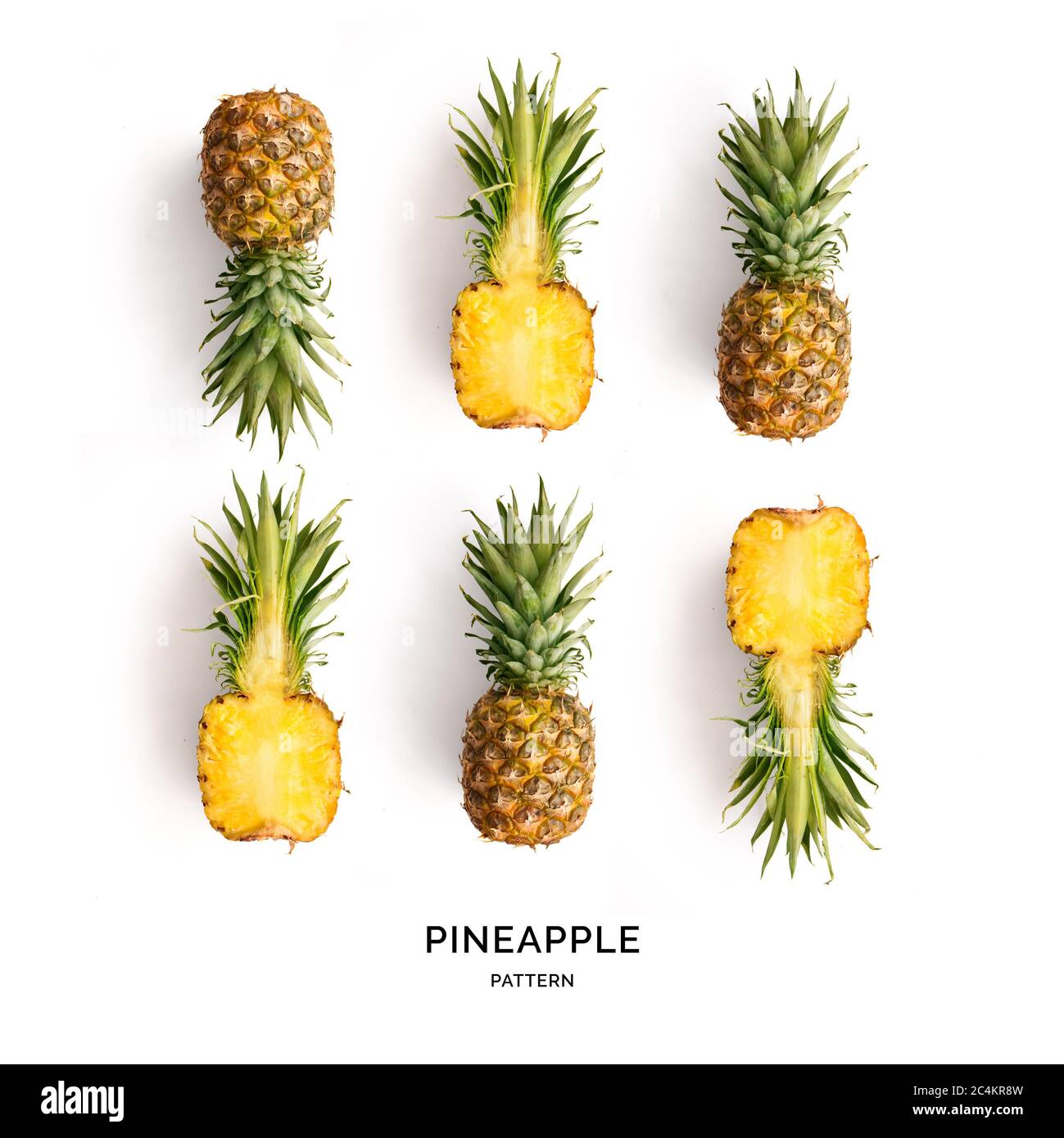 Seamless pattern with pineapple. Tropical abstract background. Pineapple on the white background. Stock Photo