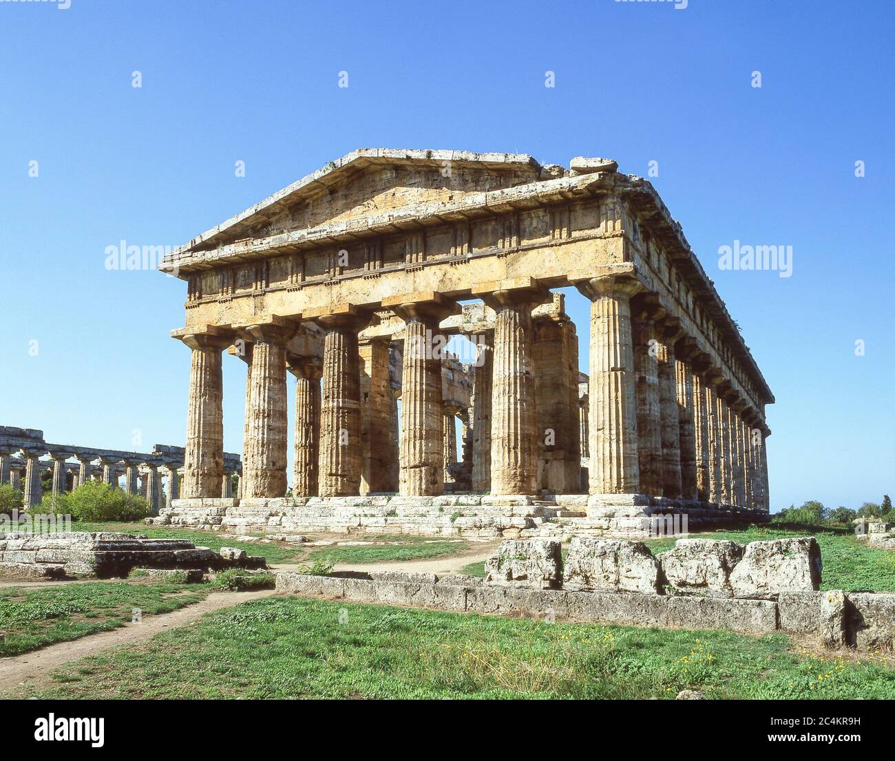 Greek temple of Hera II, Paestum, Province of Salerno, Campania Region, Italy Stock Photo