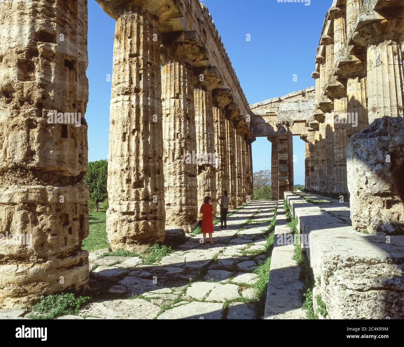 Interior of The First temple of Hera, Paestum, Province of Salerno, Campania Region, Italy Stock Photo