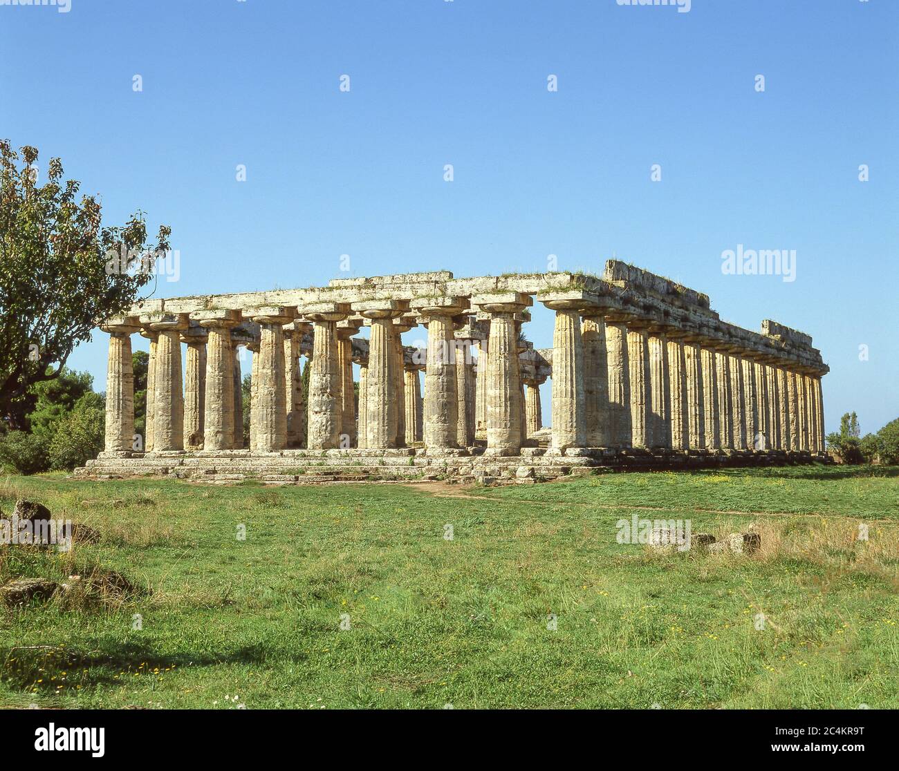 First temple of Hera, Paestum, Province of Salerno, Campania Region, Italy Stock Photo