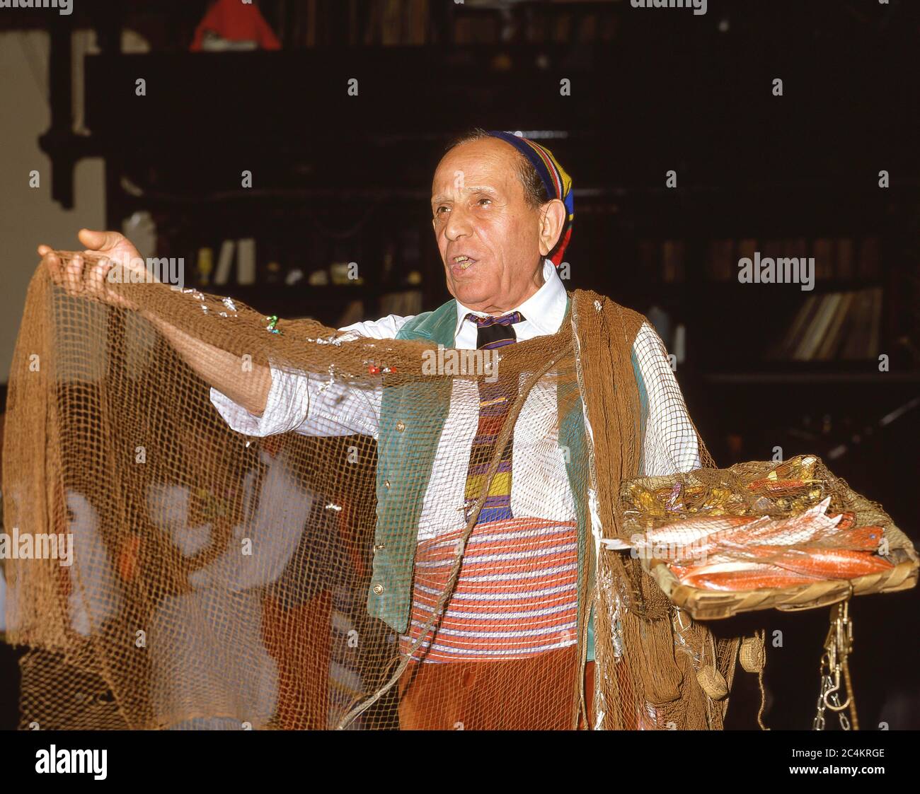 Male Neopolitan fisherman singer performing, Sorrento, Campania Region, Italy Stock Photo