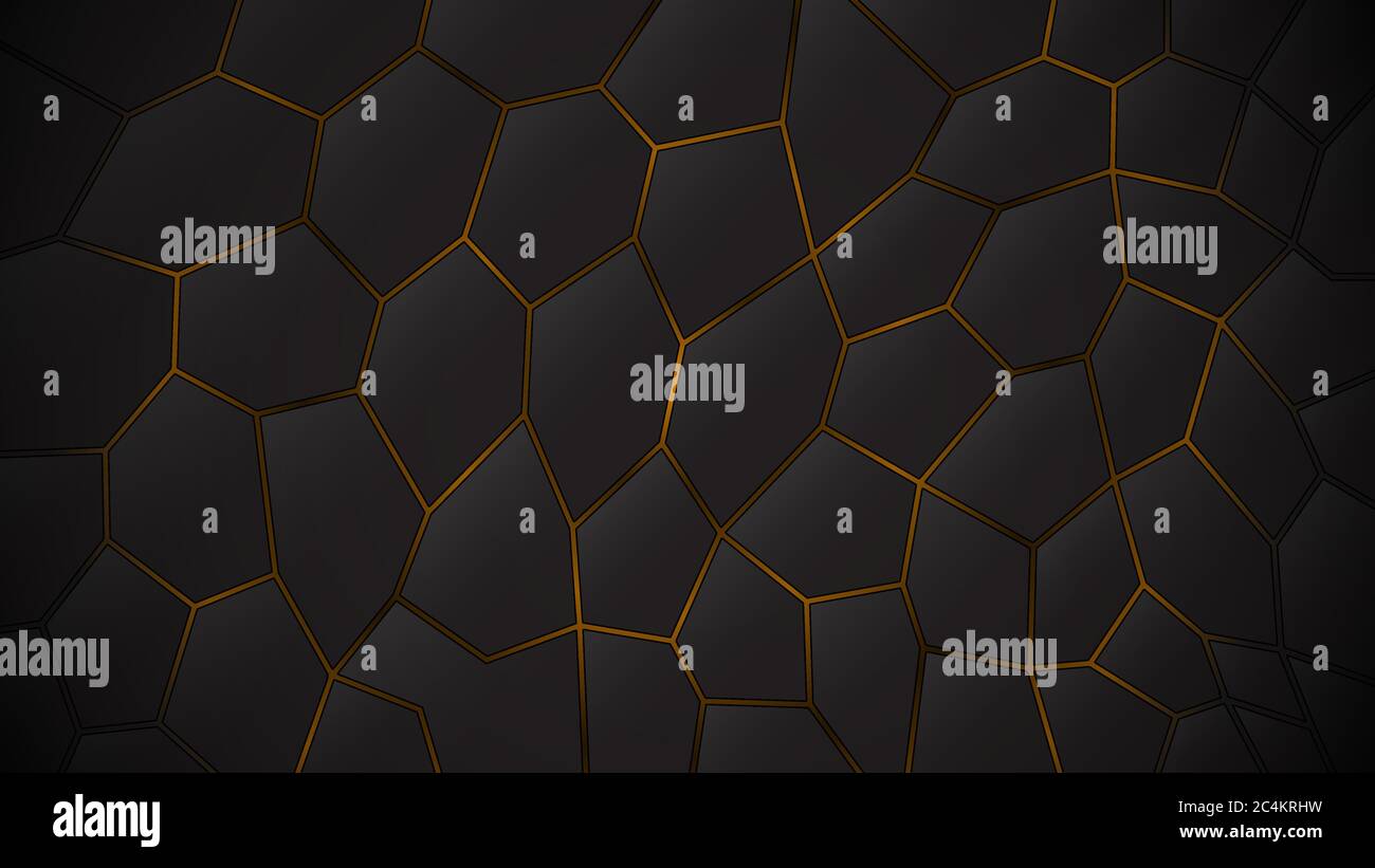 Abstract dark background of polygons in yellow colors Stock Vector