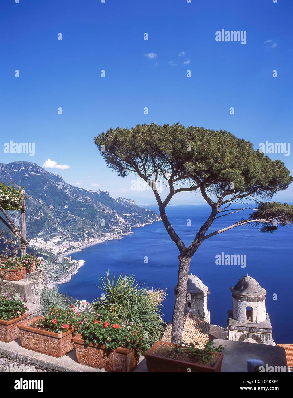 Coastal view from Villa Rufolo, Ravello, Amalfi Coast, Province of Salerno, Campania Region, Italy Stock Photo