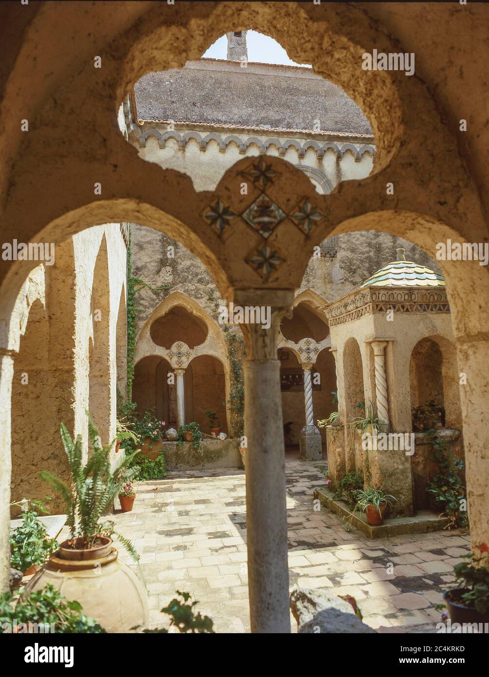 The Cloister in Villa Cimbrone, Ravello, Amalfi Coast, Province of Salerno, Campania Region, Italy Stock Photo