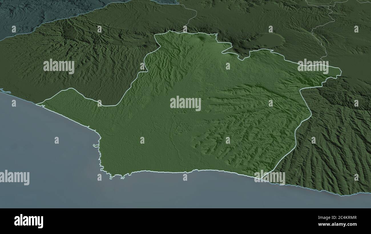 Sonsonate Rivers Map Zoom in on Sonsonate (department of El Salvador) outlined. Oblique ...