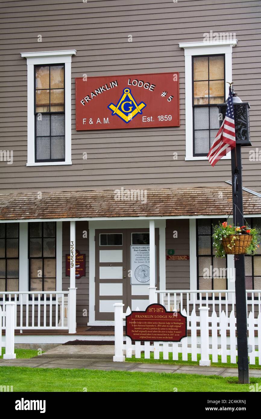 Franklin Lodge, Historic Port Gamble, Washington State, USA Stock Photo