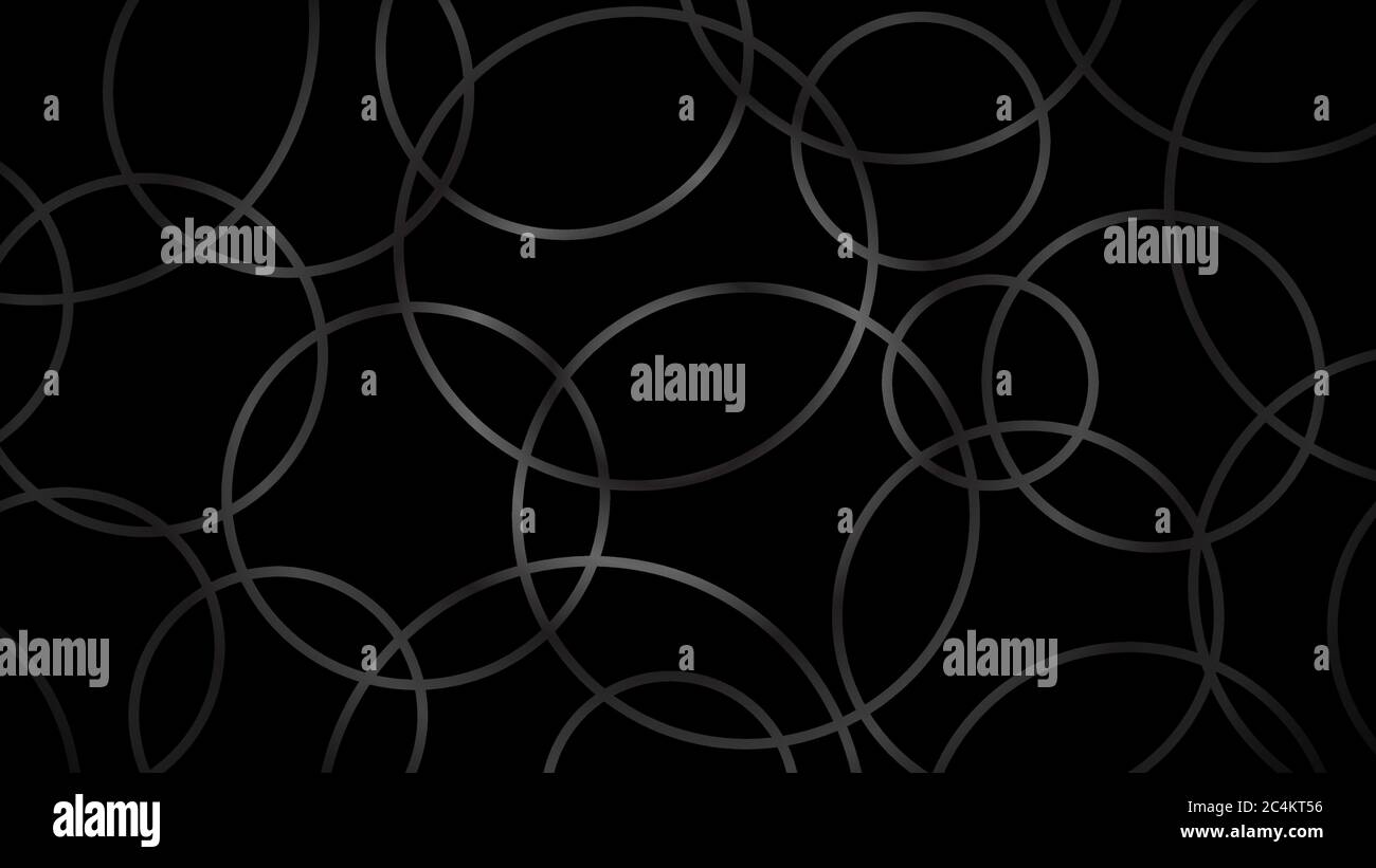 Abstract dark background of intersecting circles in gray colors Stock Vector