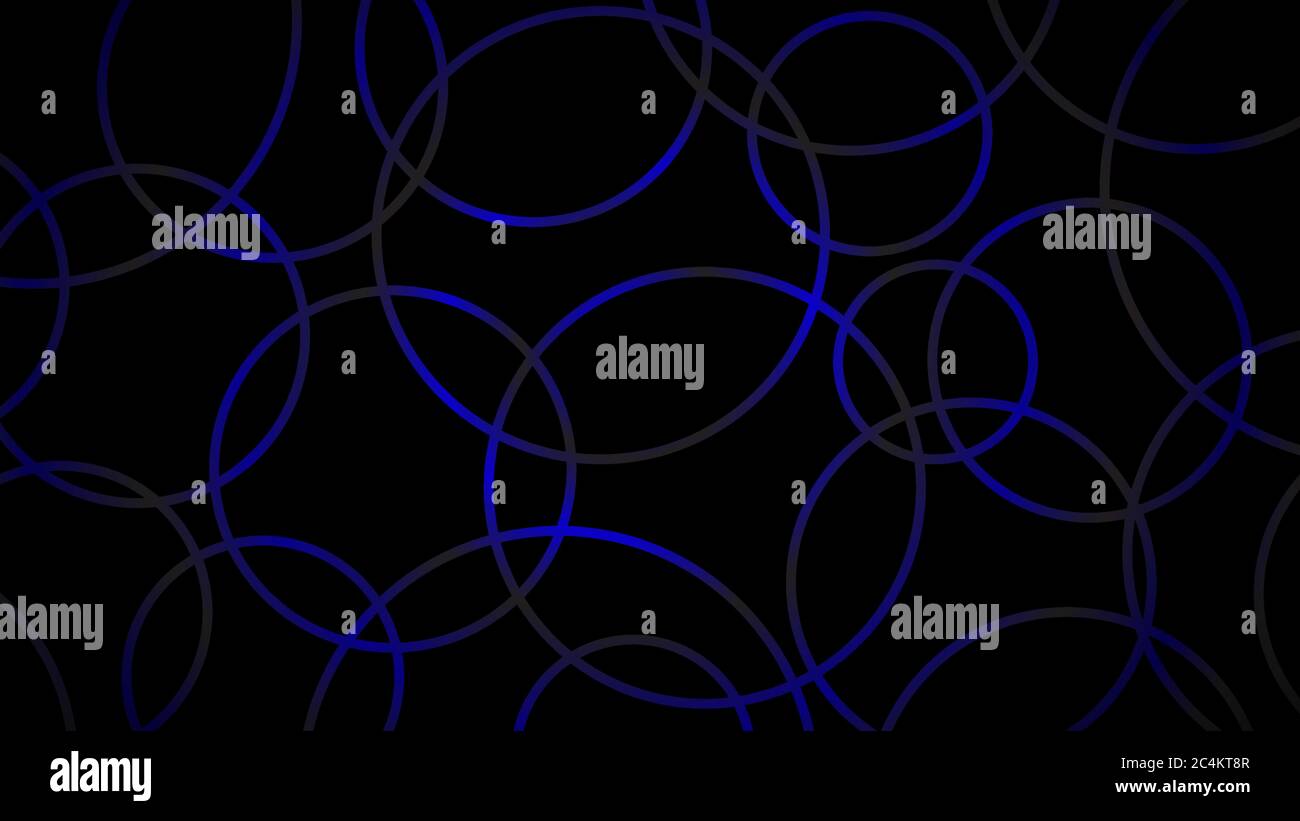 Abstract dark background of intersecting circles in blue colors Stock Vector
