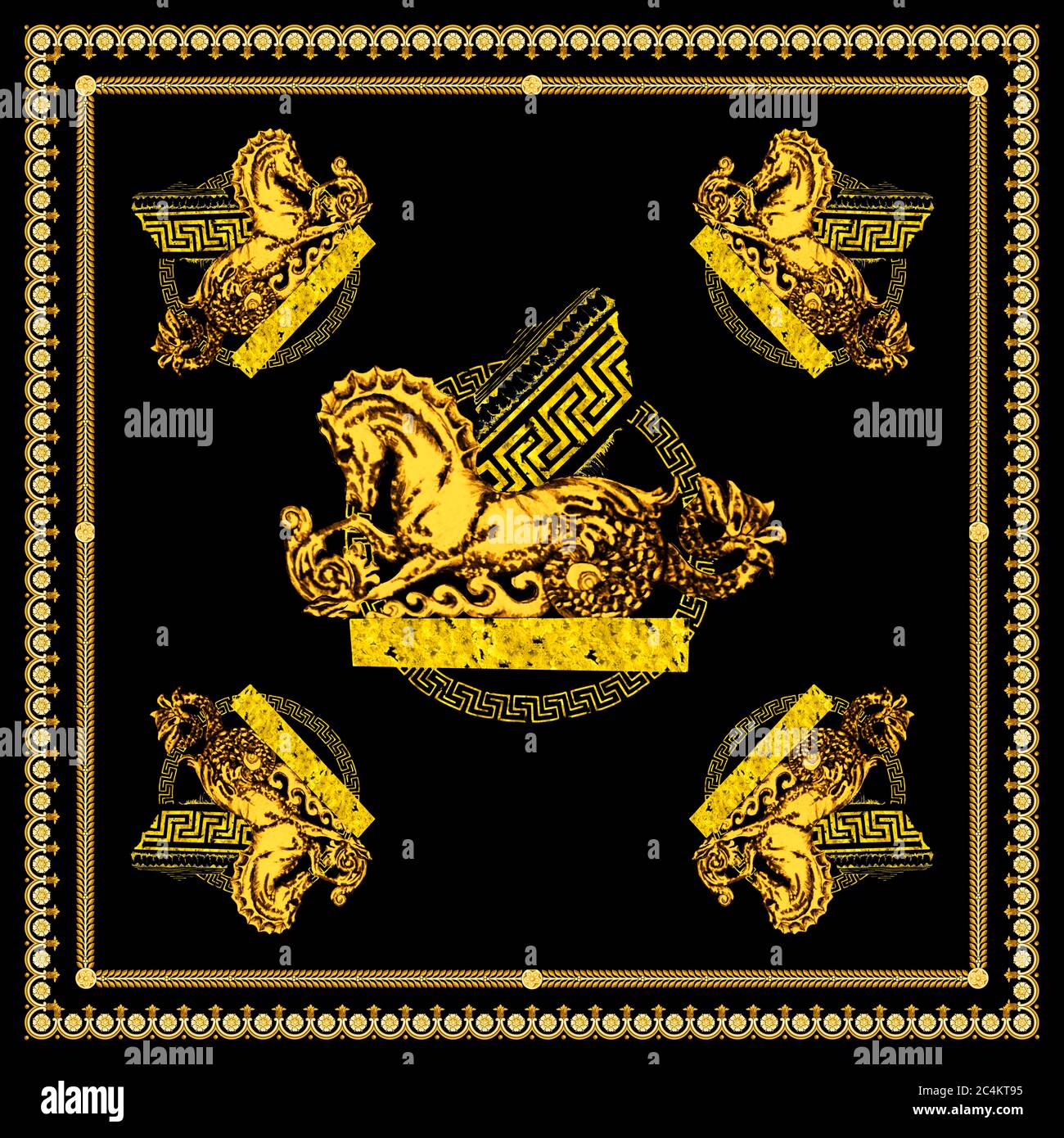 Gold Equestrian Baroque Pattern scarf Stock Photo Alamy