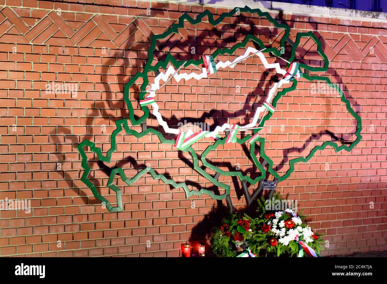 Győr, Hungary - June 04, 2020: 100th anniversary of the Treaty of Trianon,  map of the fragmented country Stock Photo