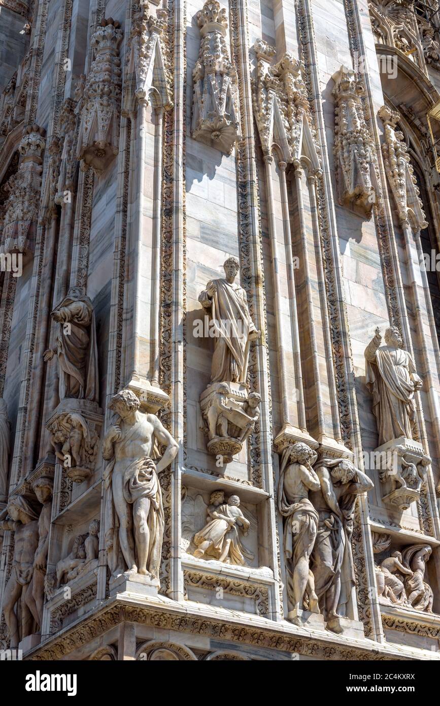 Milan Cathedral (Duomo di Milano) closeup, Milan, Italy. Detail of