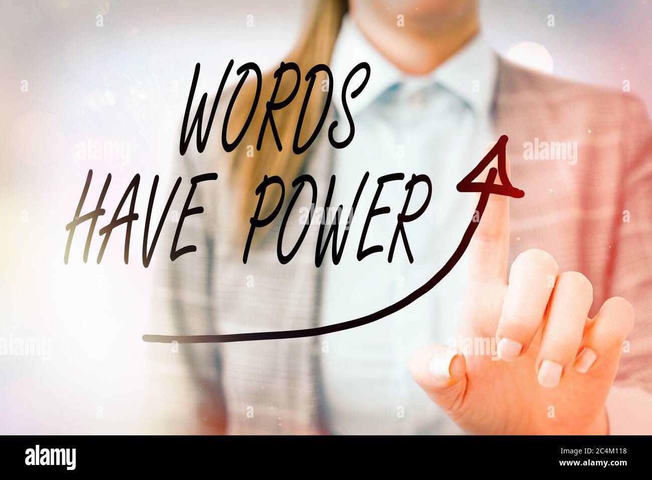 Conceptual hand writing showing Words Have Power. Concept meaning essential tools individuals