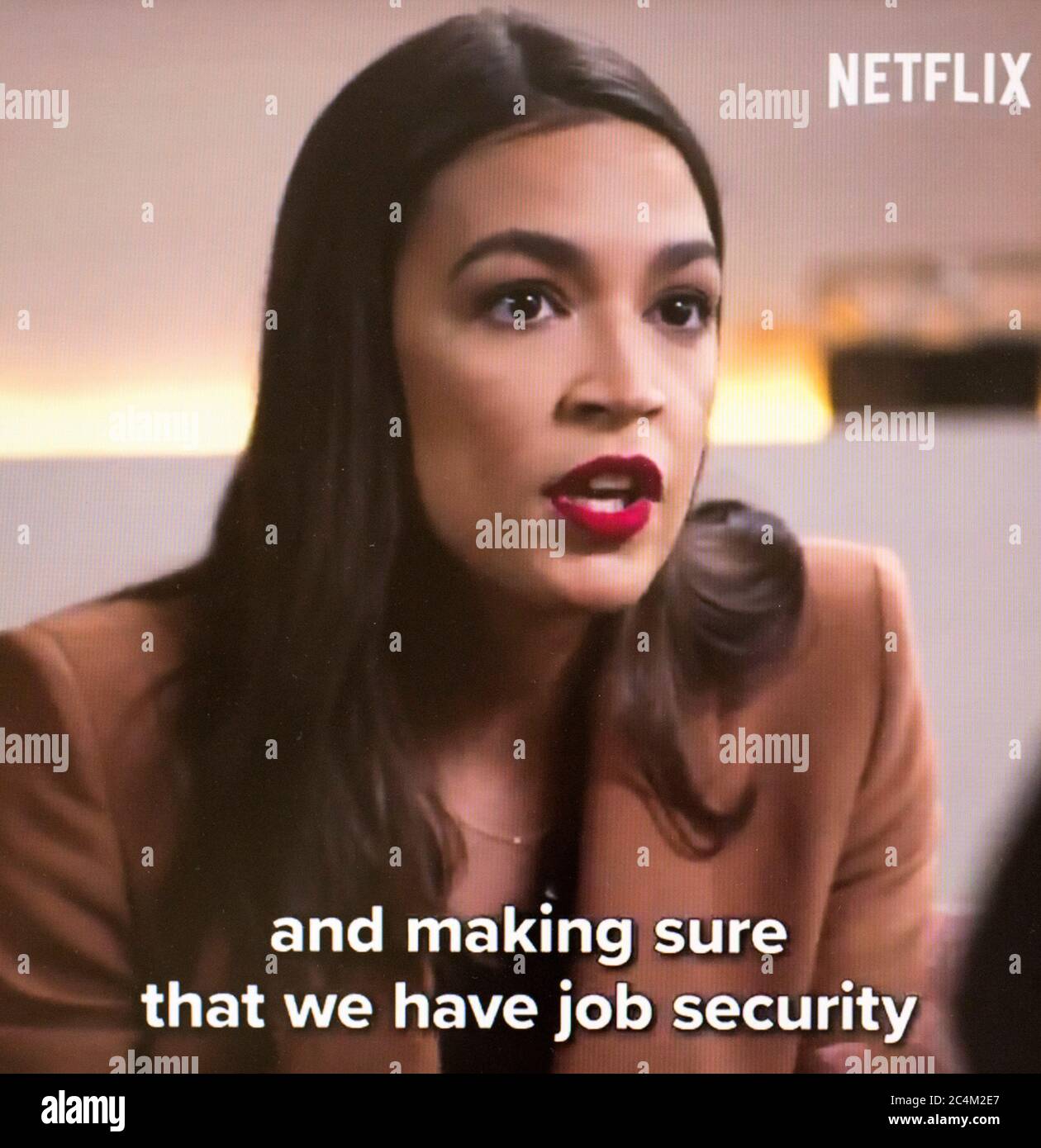 Washington, District of Columbia, USA. 27th June, 2020. A screen grab of an interview with Congresswoman ALEXANDRA OCASIO-CORTEZ (D-NY) on the Netflix series 'Patriot Act with HASAN MINHAJ. Credit: Brian Cahn/ZUMA Wire/Alamy Live News Stock Photo