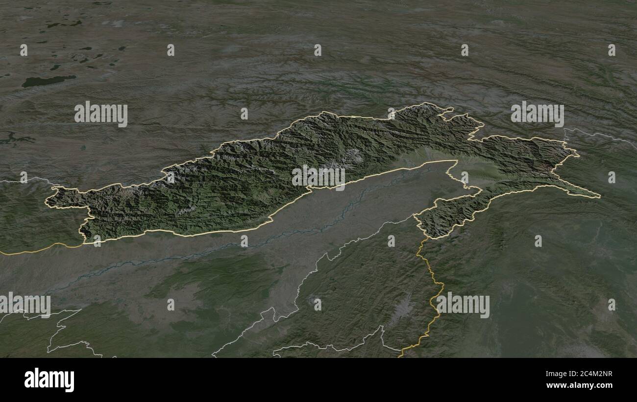 Zoom In On Arunachal Pradesh state Of India Outlined Oblique zoom-in-on-arunachal-pradesh-state-of-india-outlined-oblique