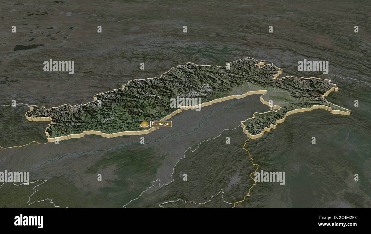 Zoom In On Arunachal Pradesh state Of India Extruded Oblique zoom-in-on-arunachal-pradesh-state-of-india-extruded-oblique