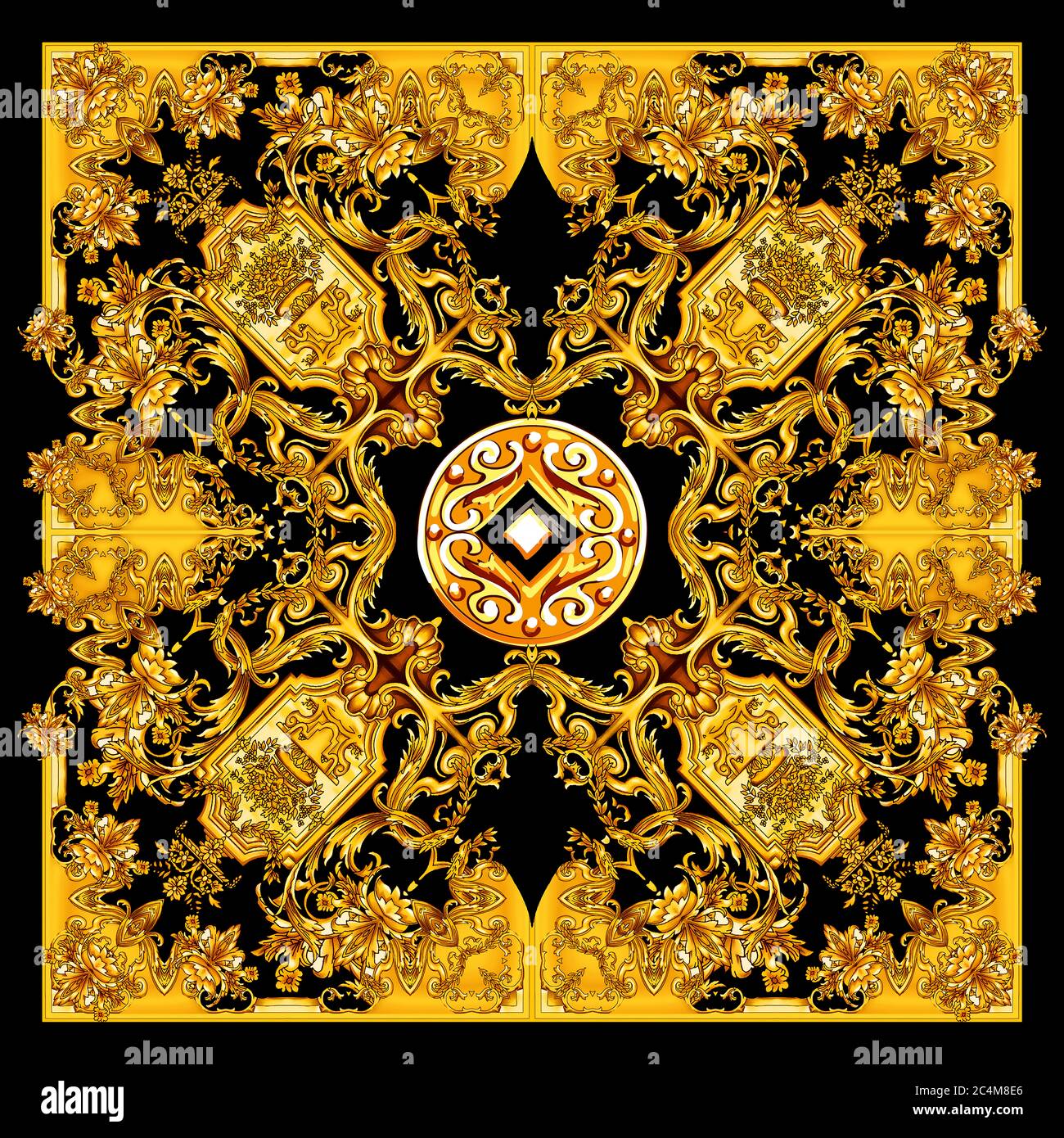Golden Baroque In White And Black Background Golden Elements In Baroque Rococo Style Vintage Pattern Stock Photo Alamy