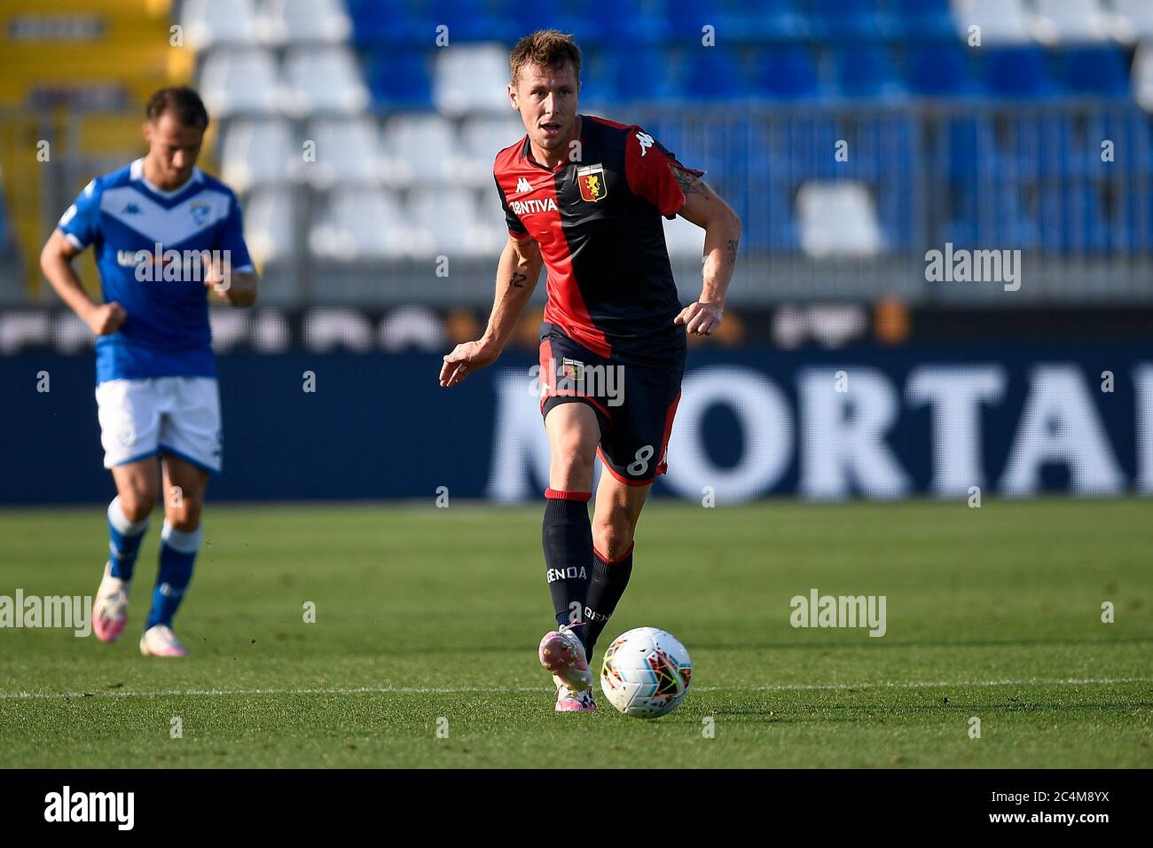 Brescia, Italy - 27 June, 2020: Lukas Lerager of Genoa CFC in action during the Serie A football match between Brescia Calcio and Genoa CFC. The match ended in a 2-2 tie. Credit: Nicolò Campo/Alamy Live News Stock Photo
