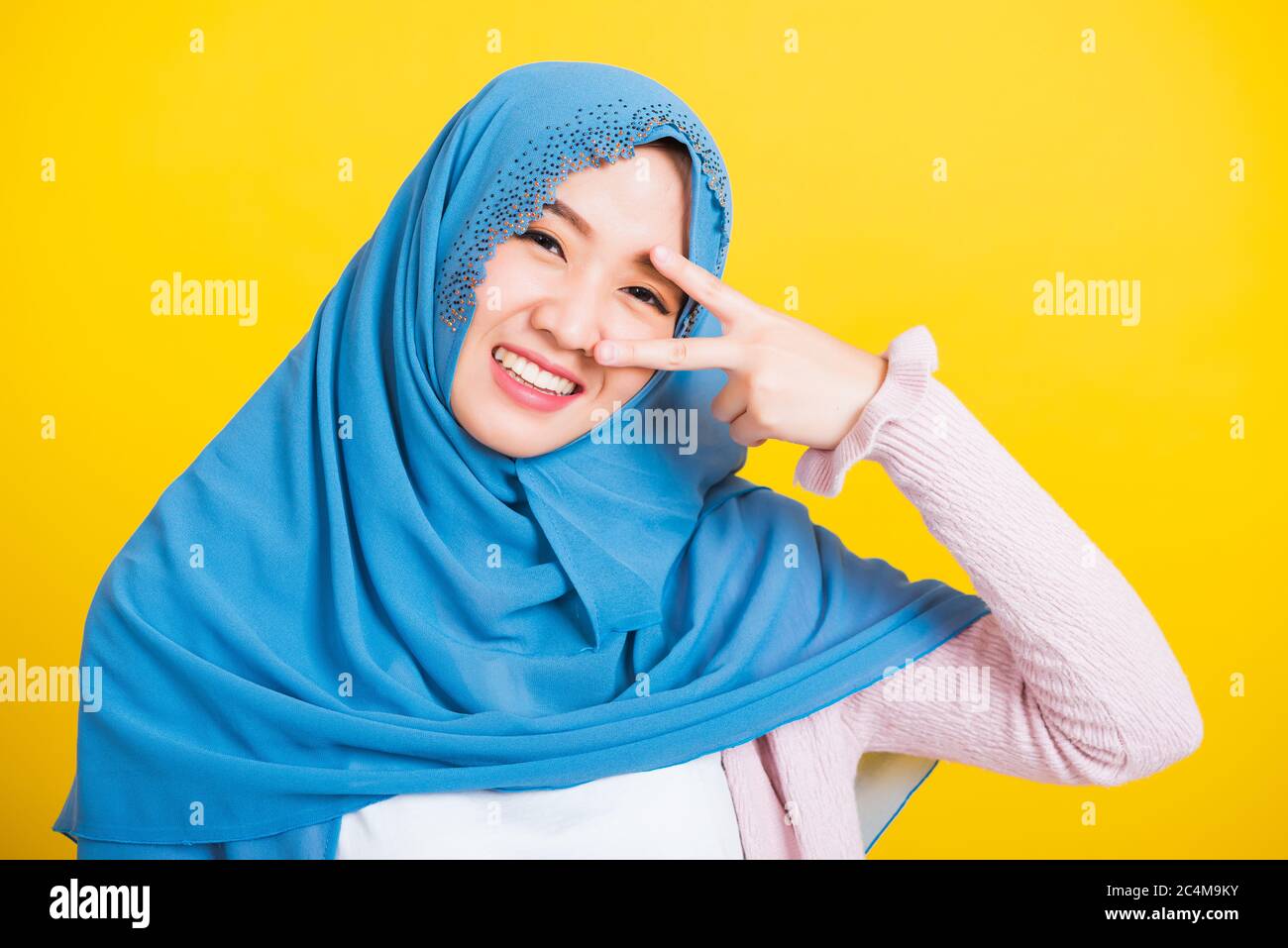 Asian Muslim Arab, Portrait of happy beautiful young woman Islam