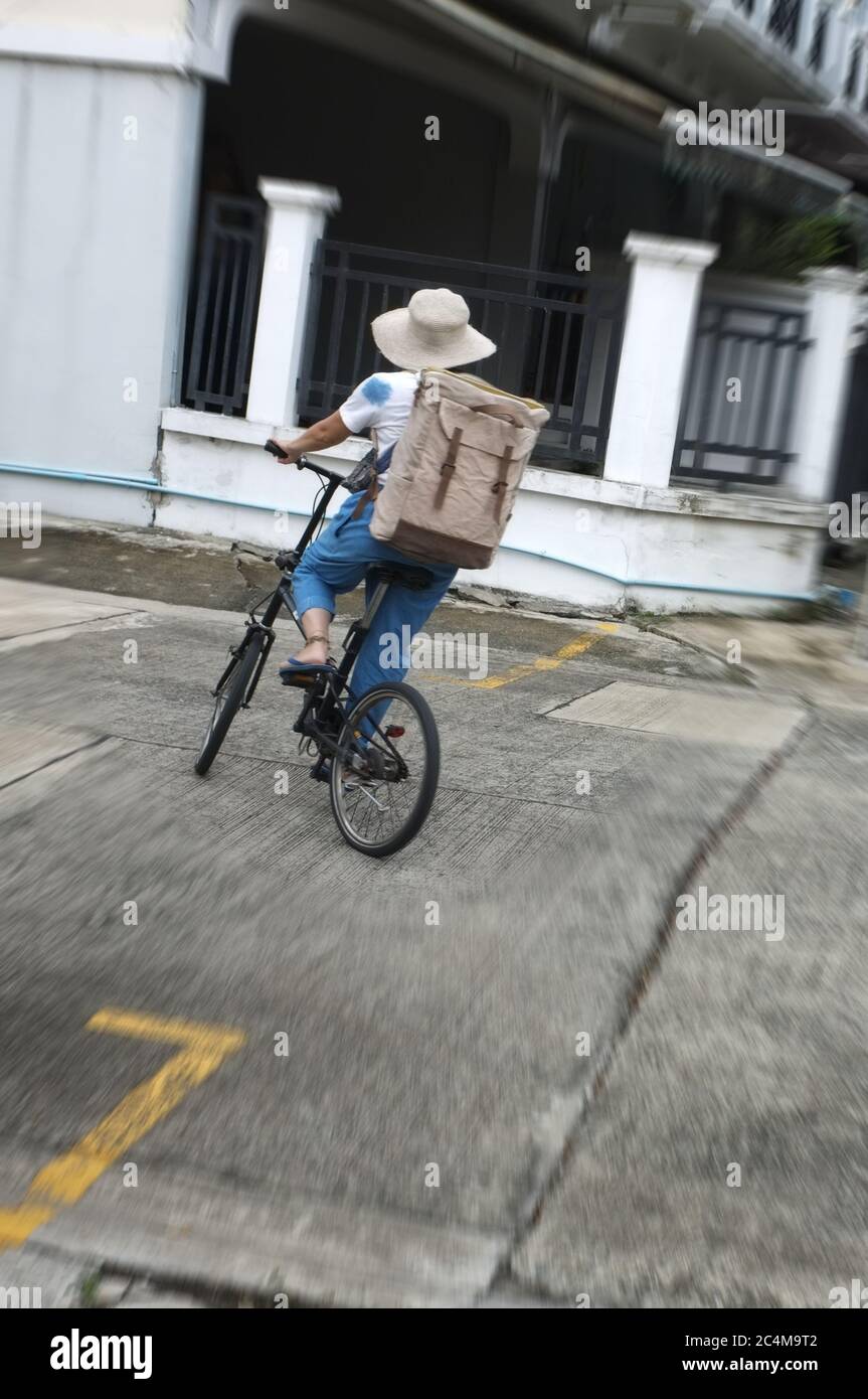 Woman riding black bicycle carrying boxes delivery service. Web banner design, bicycle club, Stock Photo