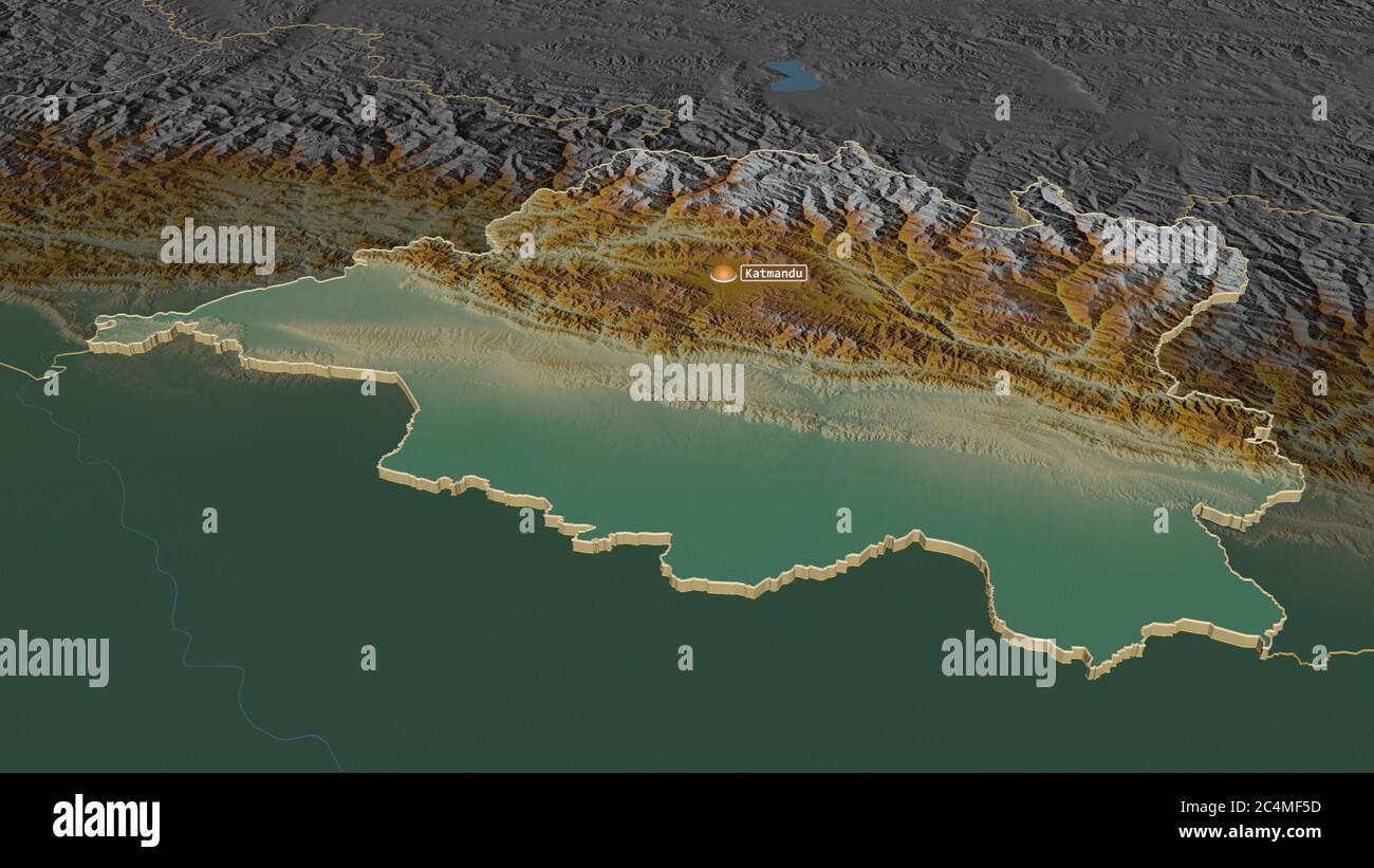 Zoom in on Central (development region of Nepal) extruded. Oblique ...
