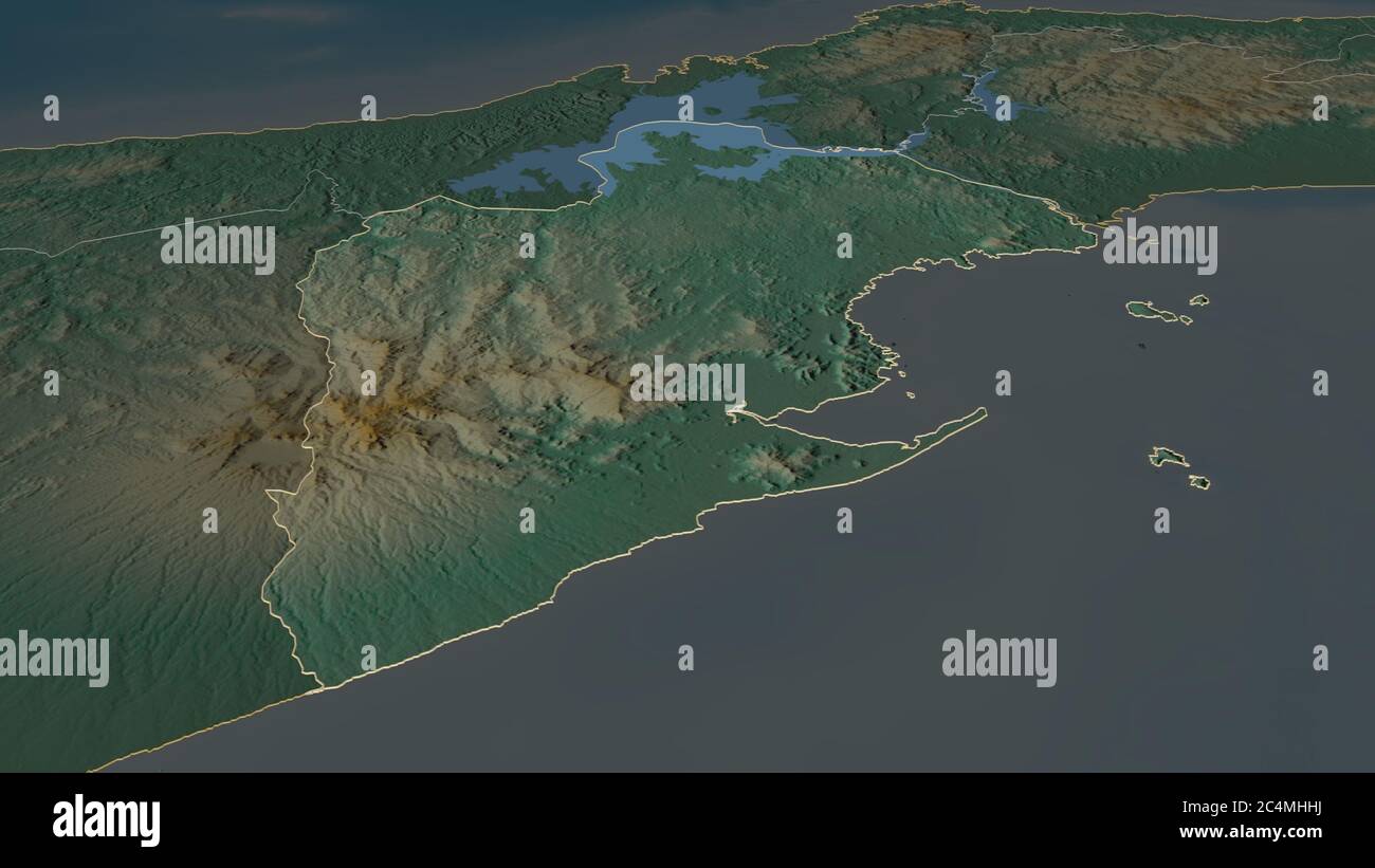 Zoom in on Panamá Oeste (province of Panama) outlined. Oblique