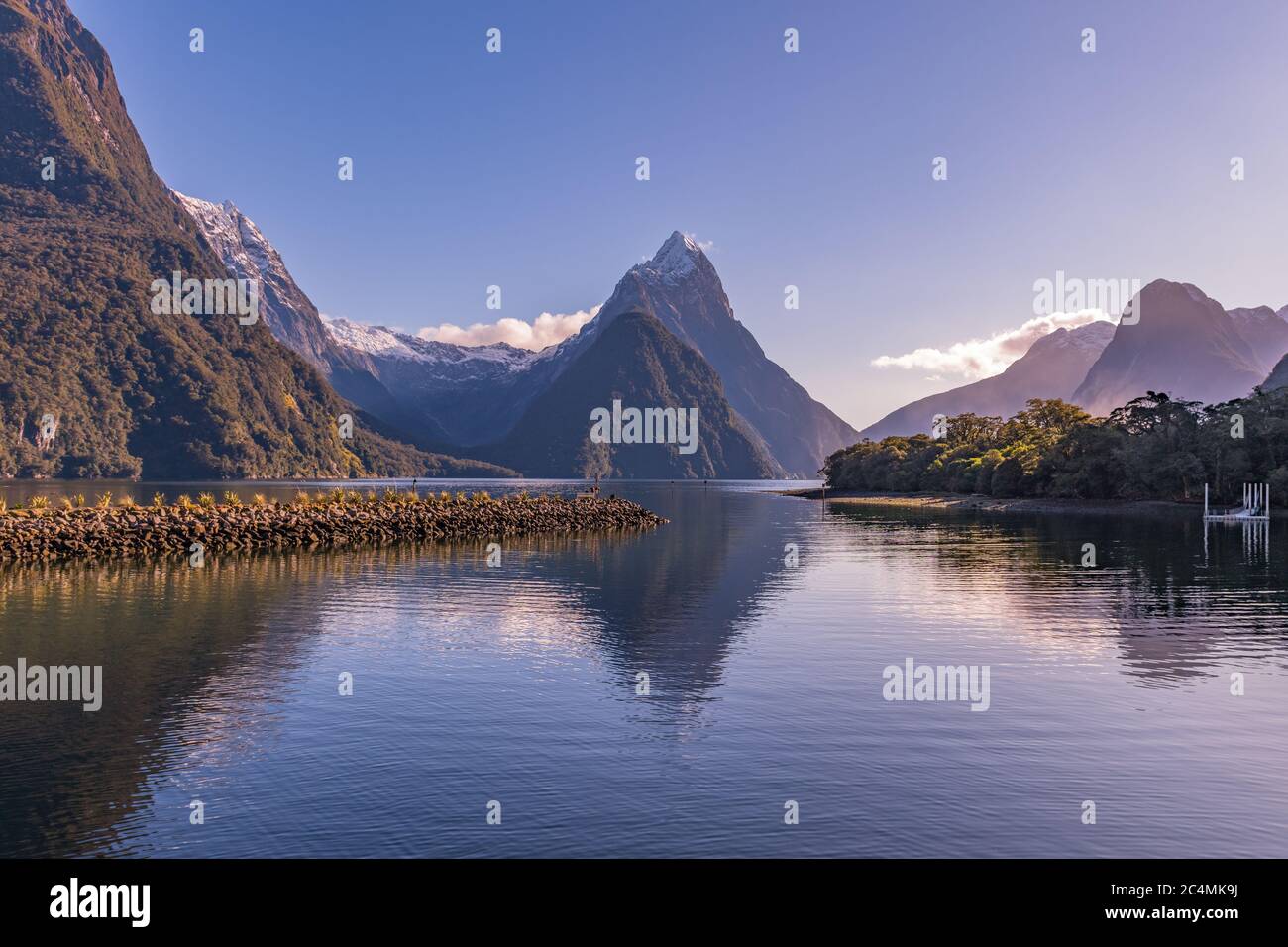 Mitre Peak, Milford Sound, New Zealand - Winter Stock Photo