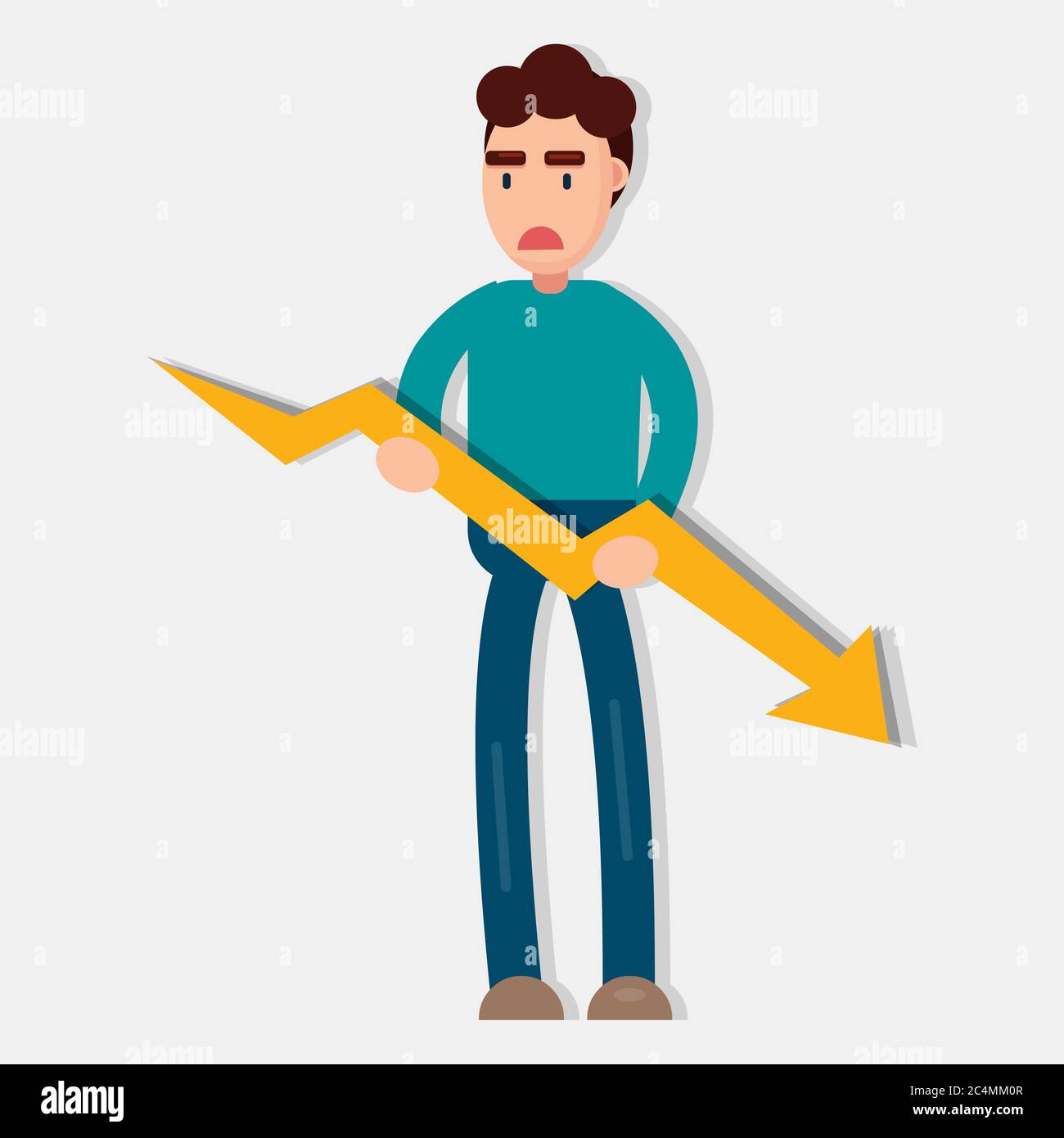 businessman holding graph for business bankruptcy metaphor vector illustration Stock Vector