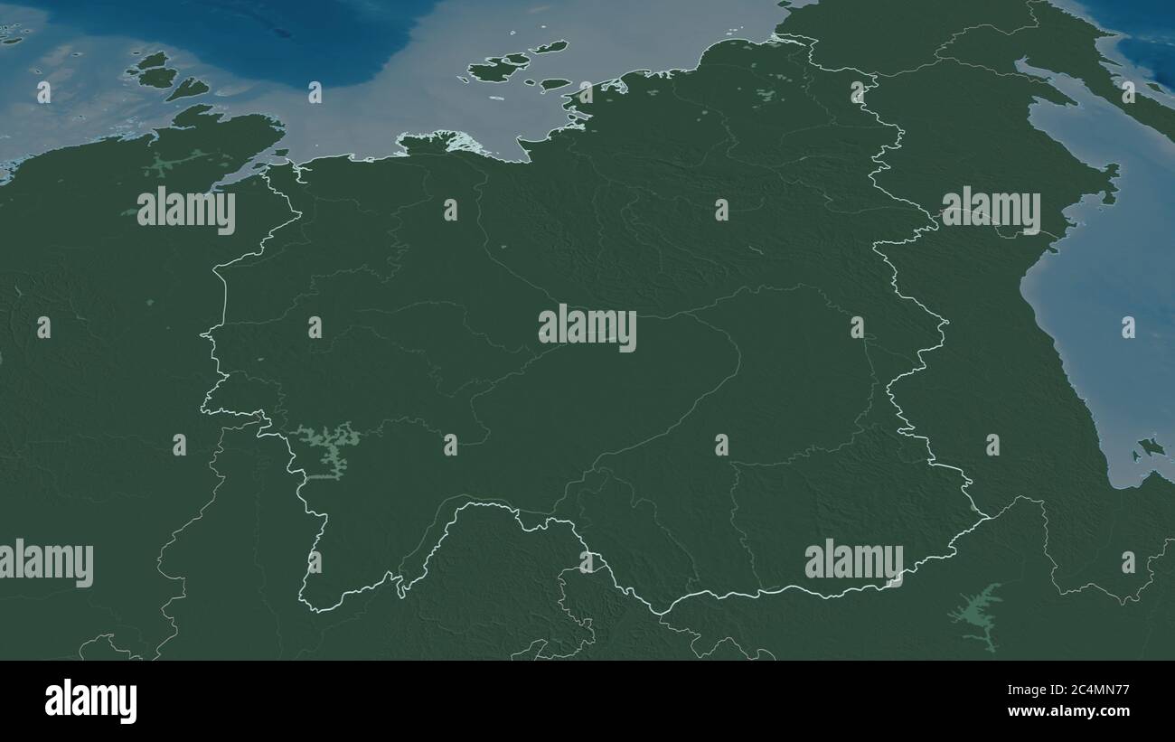 Zoom In On Sakha Republic Of Russia Outlined Oblique Perspective Colored And Bumped Map Of The Administrative Division With Surface Waters 3d Ren Stock Photo Alamy