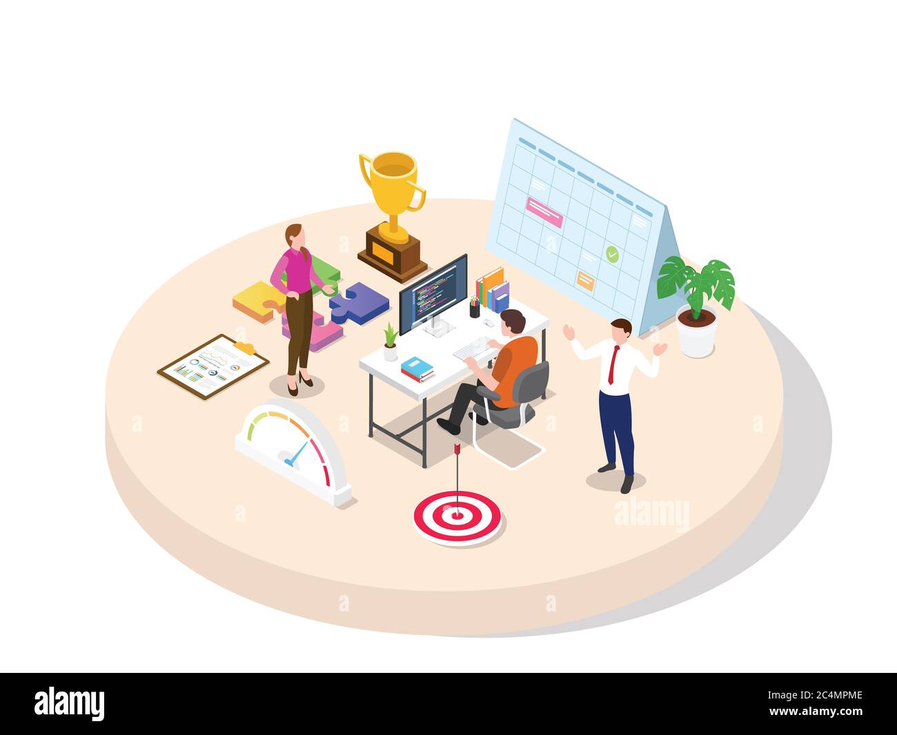 Employees work professional focus on target high motivation add ...