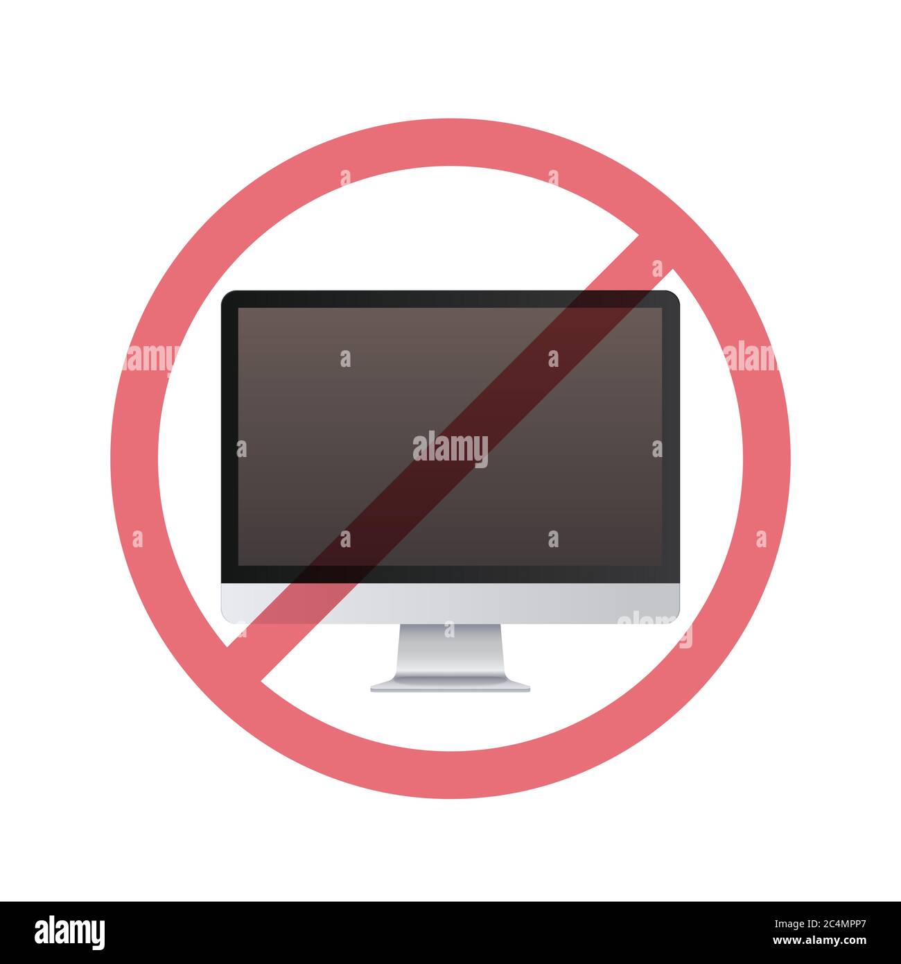 monitor in prohibition sign digital detox concept do not use computer