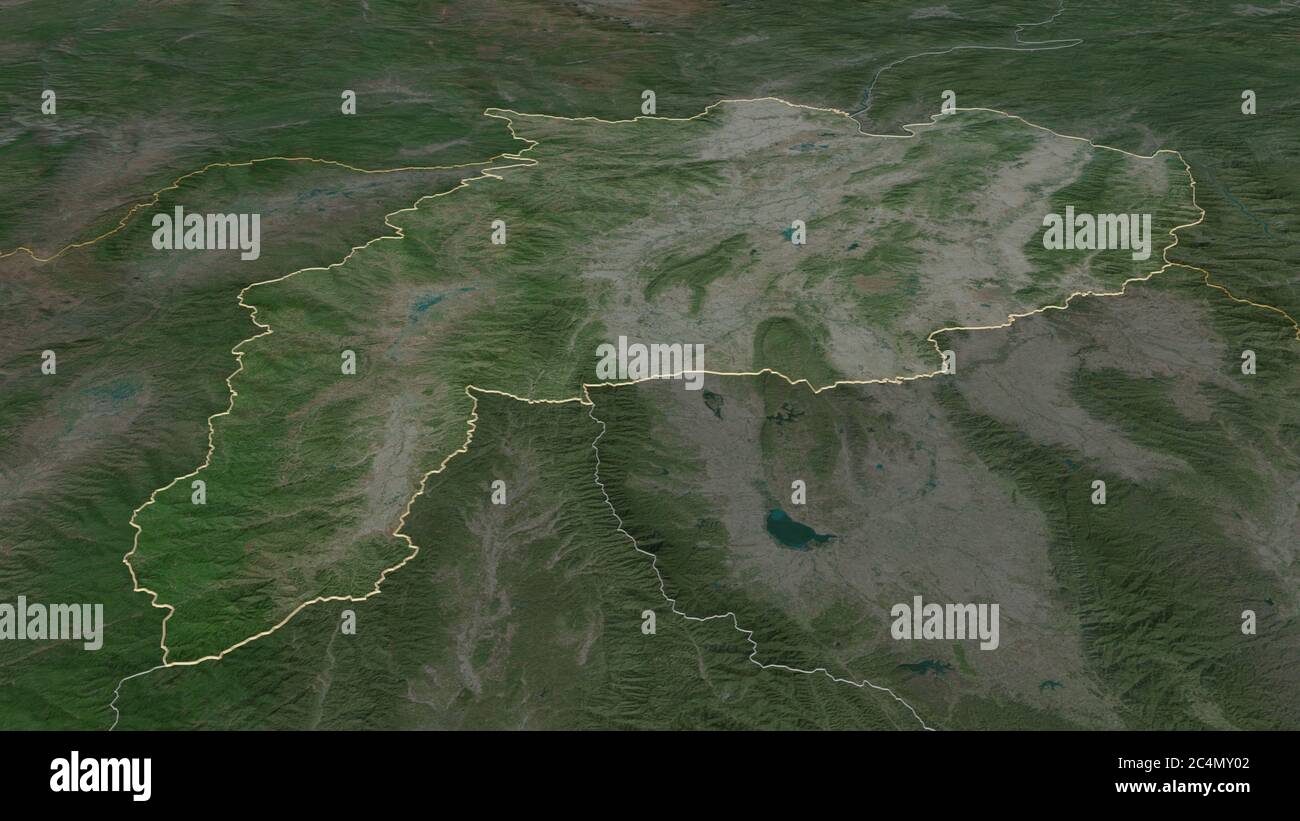 Zoom in on Chiang Rai (province of Thailand) outlined. Oblique ...