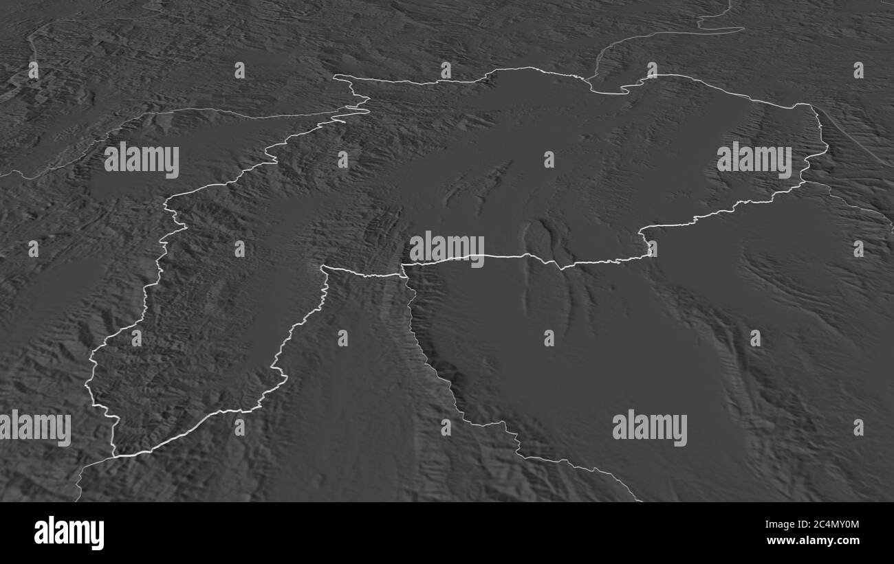 Zoom in on Chiang Rai (province of Thailand) outlined. Oblique ...