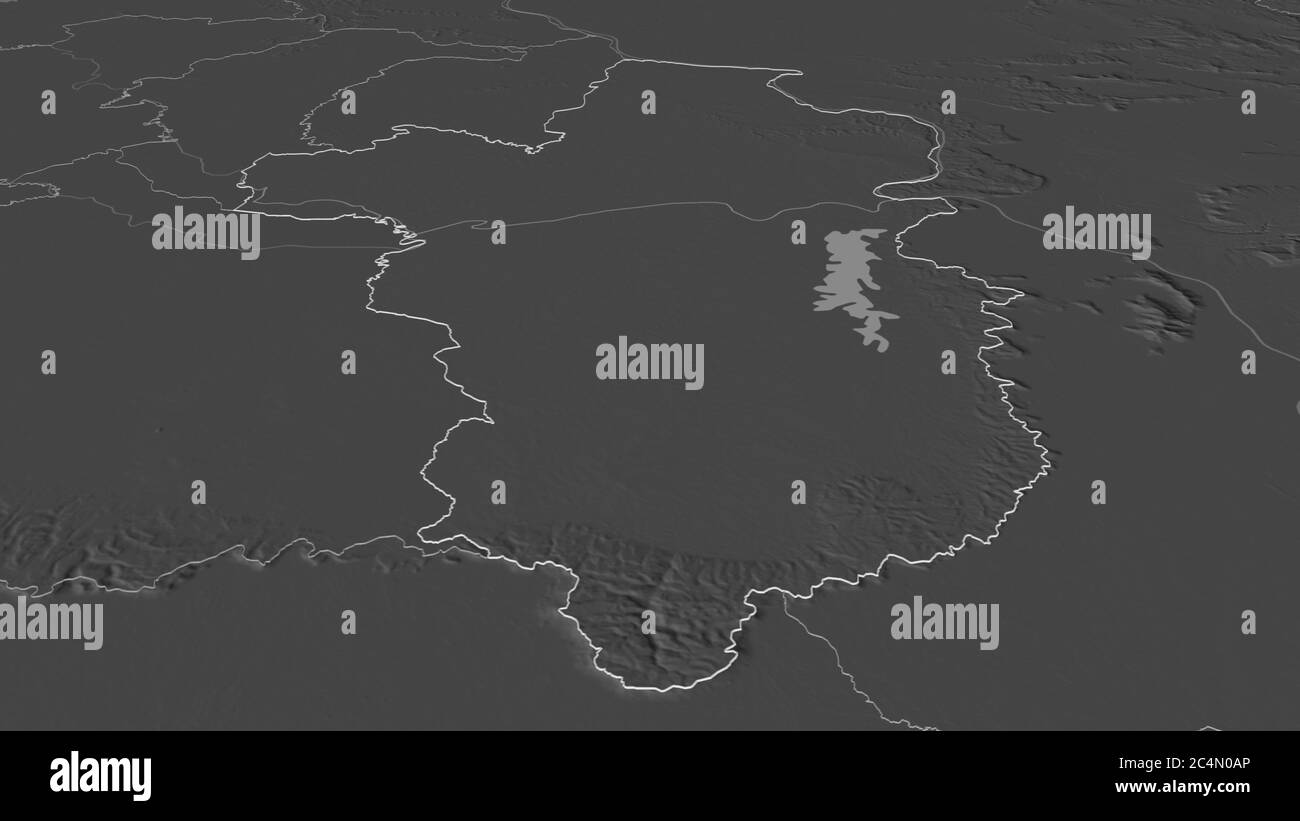 Zoom in on Ubon Ratchathani (province of Thailand) outlined. Oblique ...
