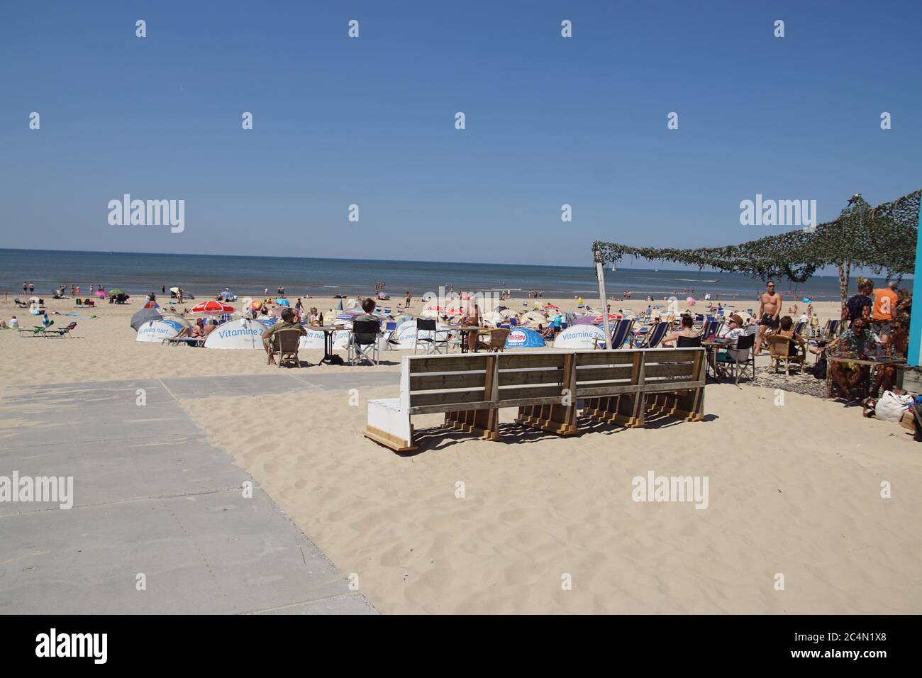 Sandy beach at the Dutch coastal village of Bergen aan Zee. People