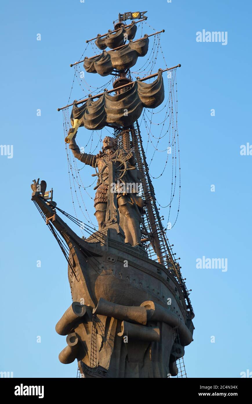 Moscow, Russia - September 04, 2008: Monument to russian Tsar Peter the Great in Moscow. Author Zurab Tsereteli Stock Photo