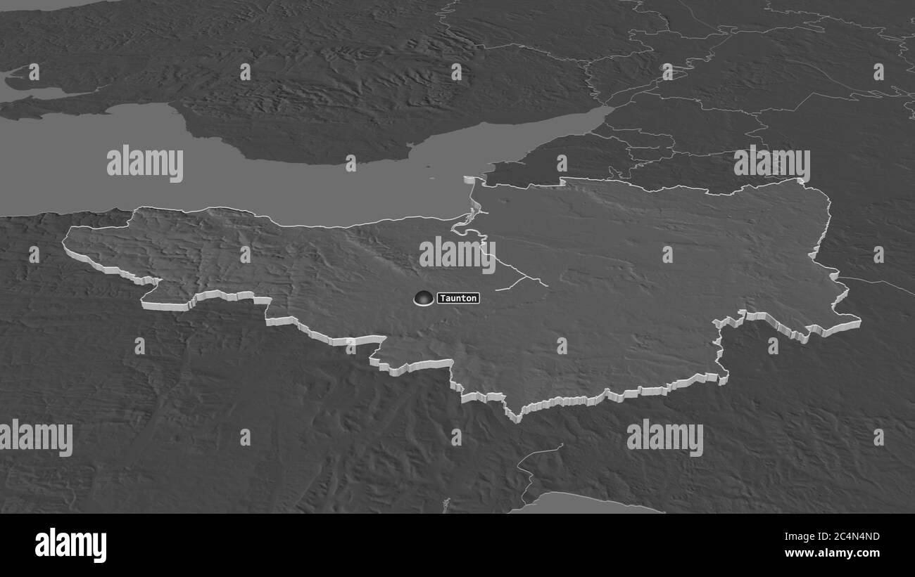 Zoom in on Somerset (administrative county of England) extruded