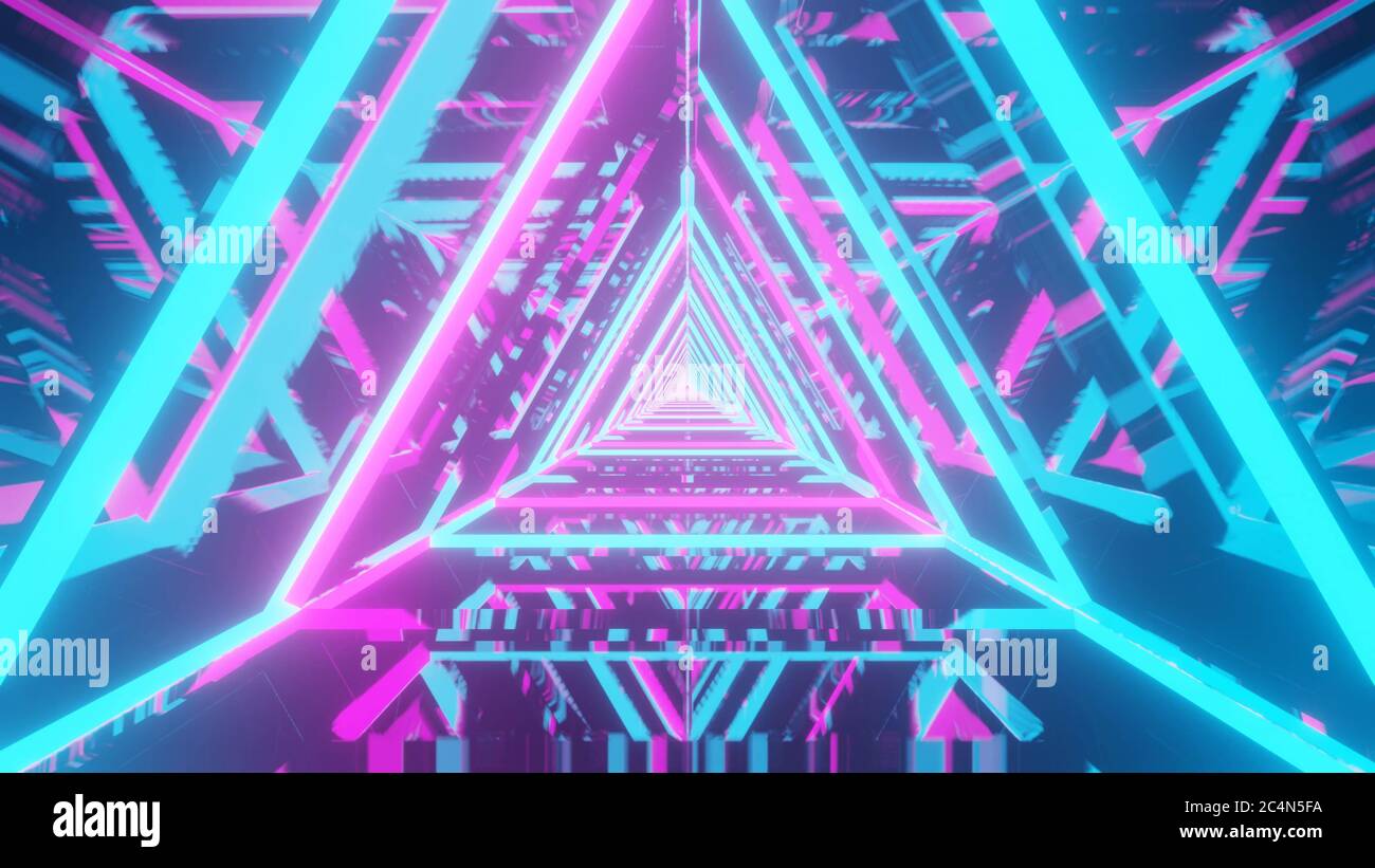3D rendering abstract background with violet and blue laser lights ...