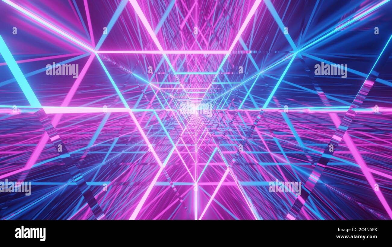 3D rendering abstract background with violet and blue laser lights ...
