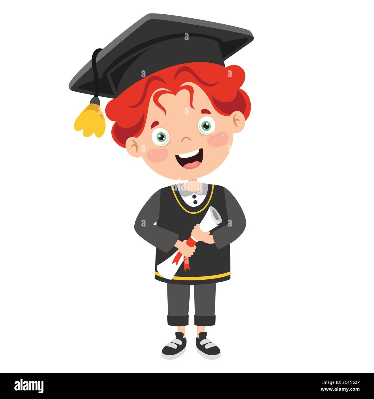 Cartoon Happy Kid In Graduation Costume Stock Vector