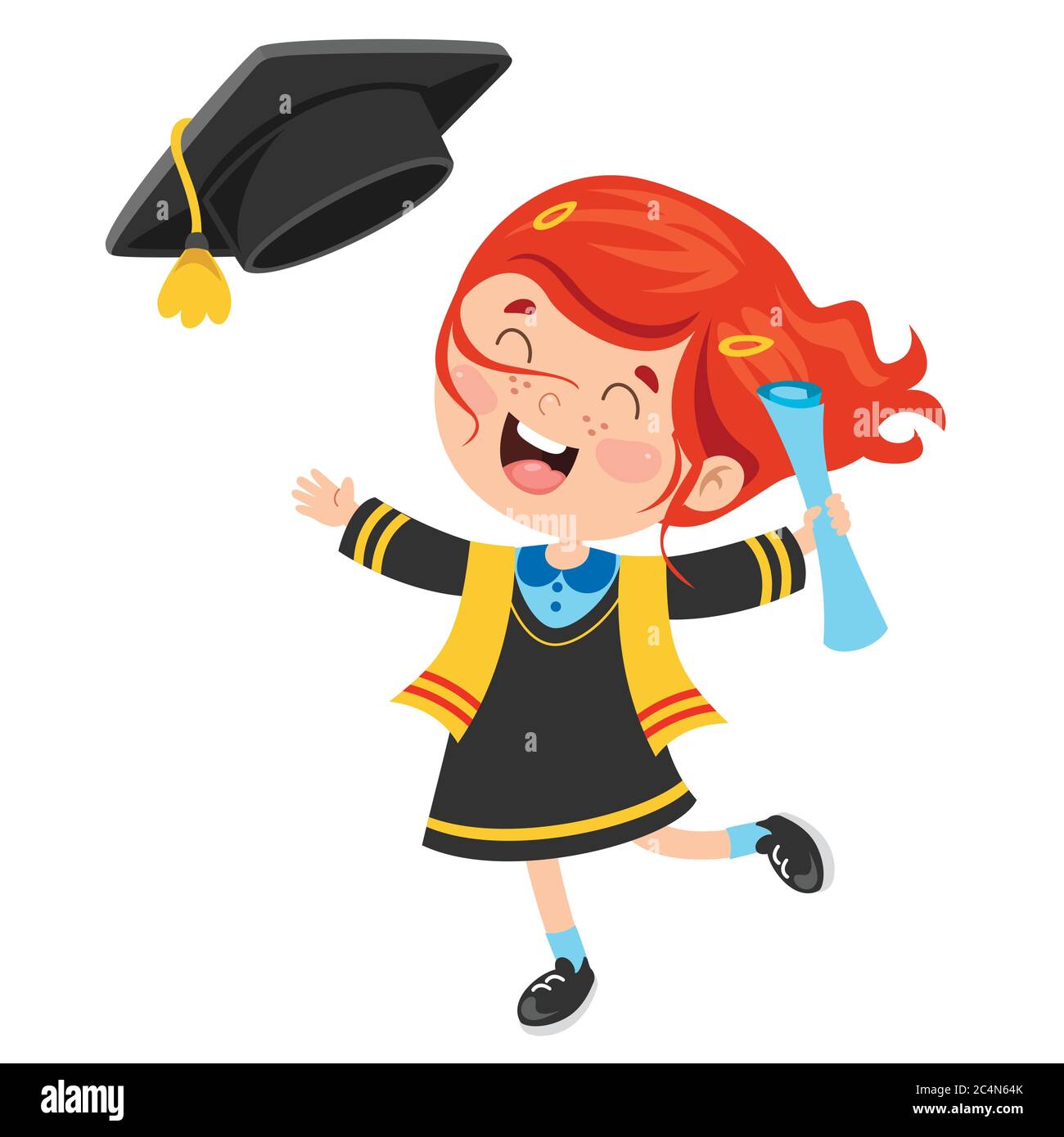 Cartoon Happy Kid In Graduation Costume Stock Vector Image & Art - Alamy